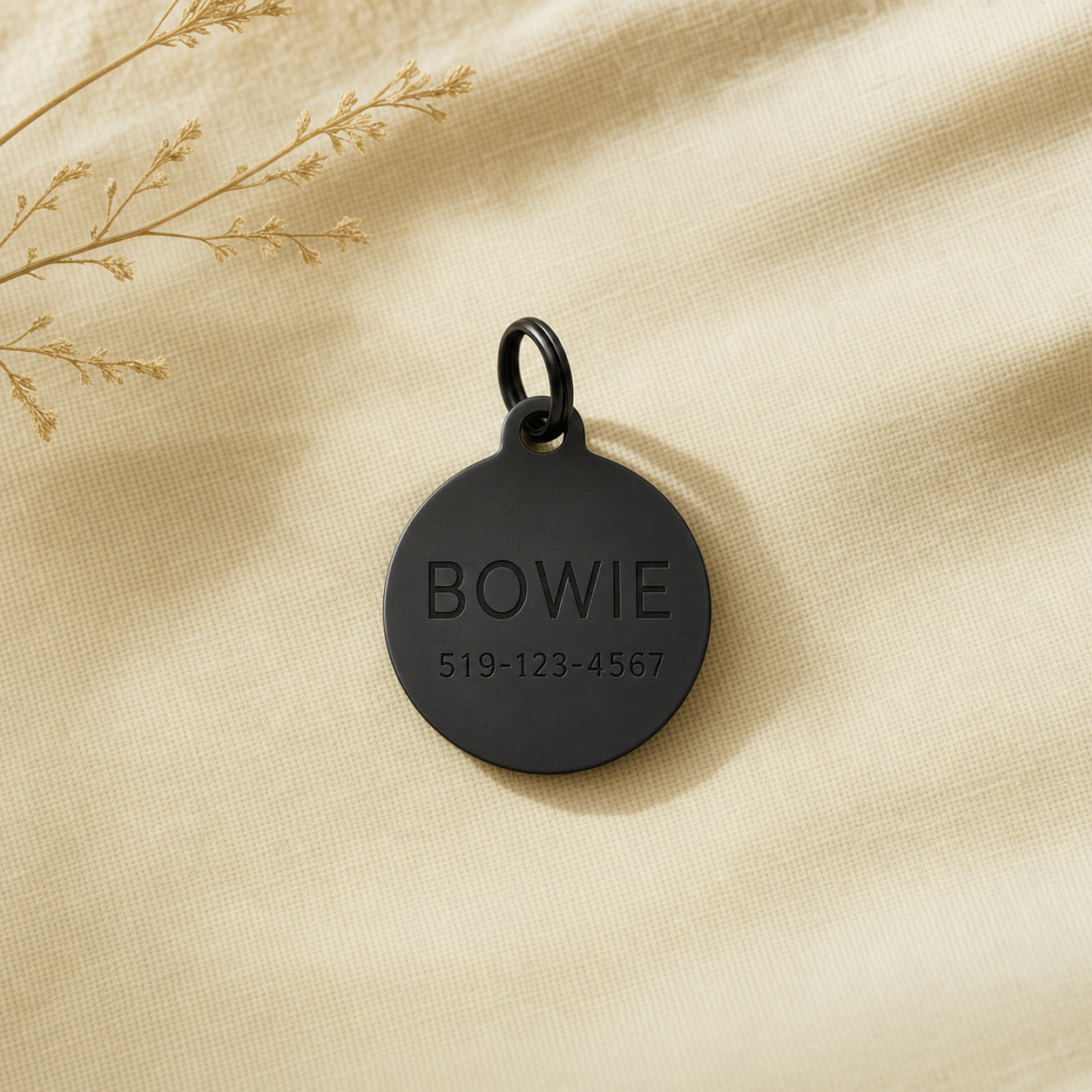 Round stainless steel dog tag — Black