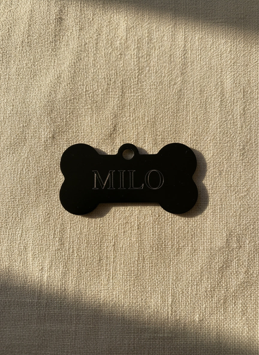 Matte black stainless steel bone tag
