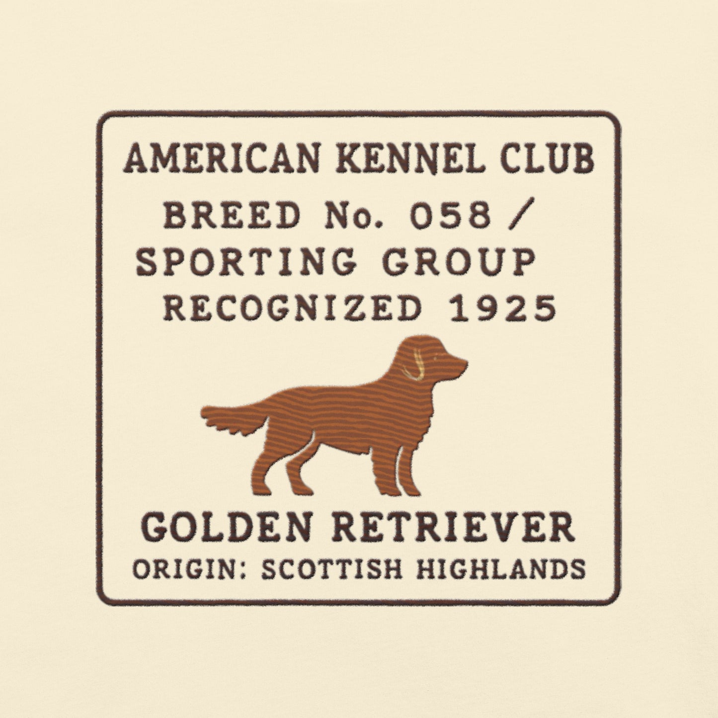 Lifestyle shot of the embroidered Golden Retriever tee, The Loyal Mark