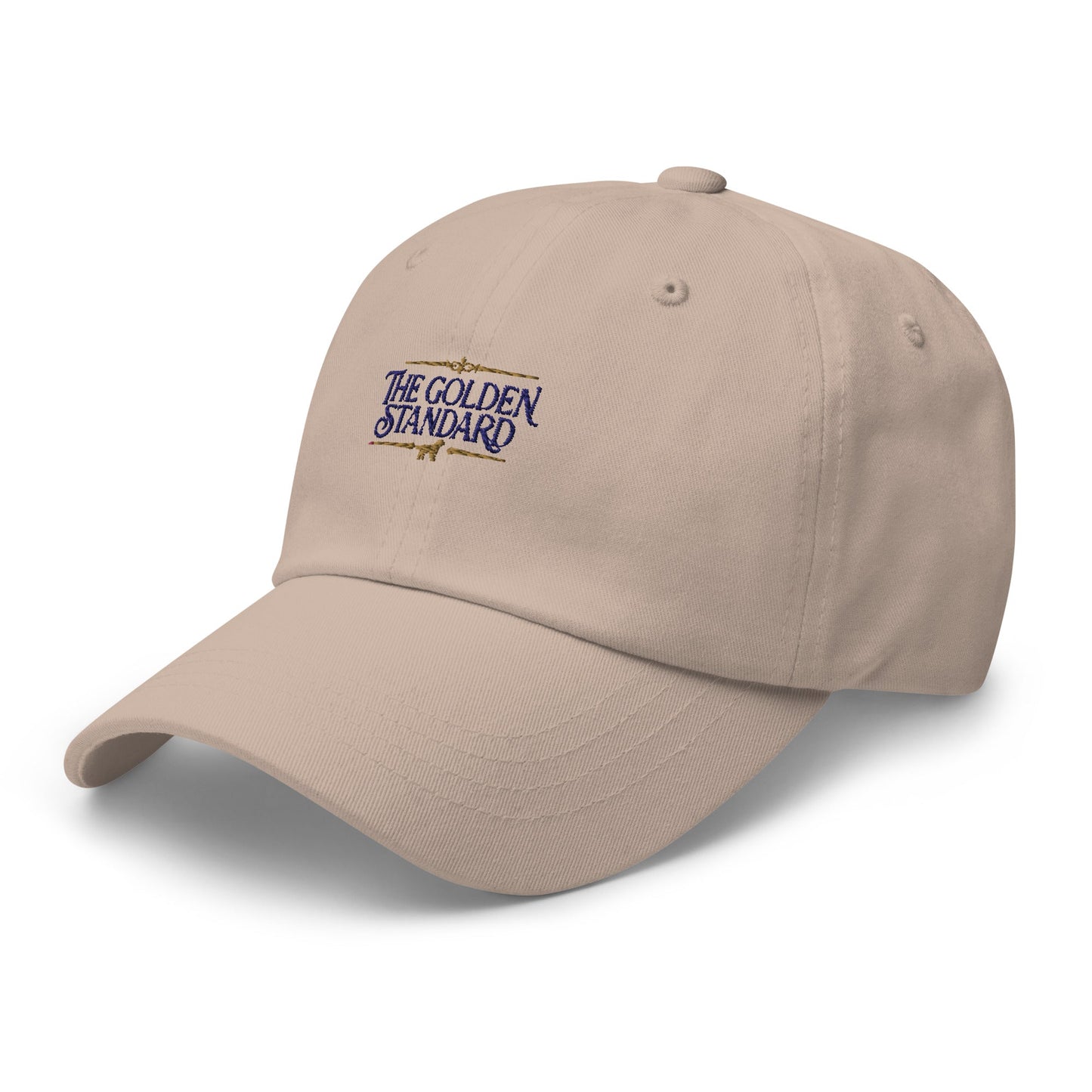 Lifestyle shot of the embroidered Golden Retriever cap, The Loyal Mark