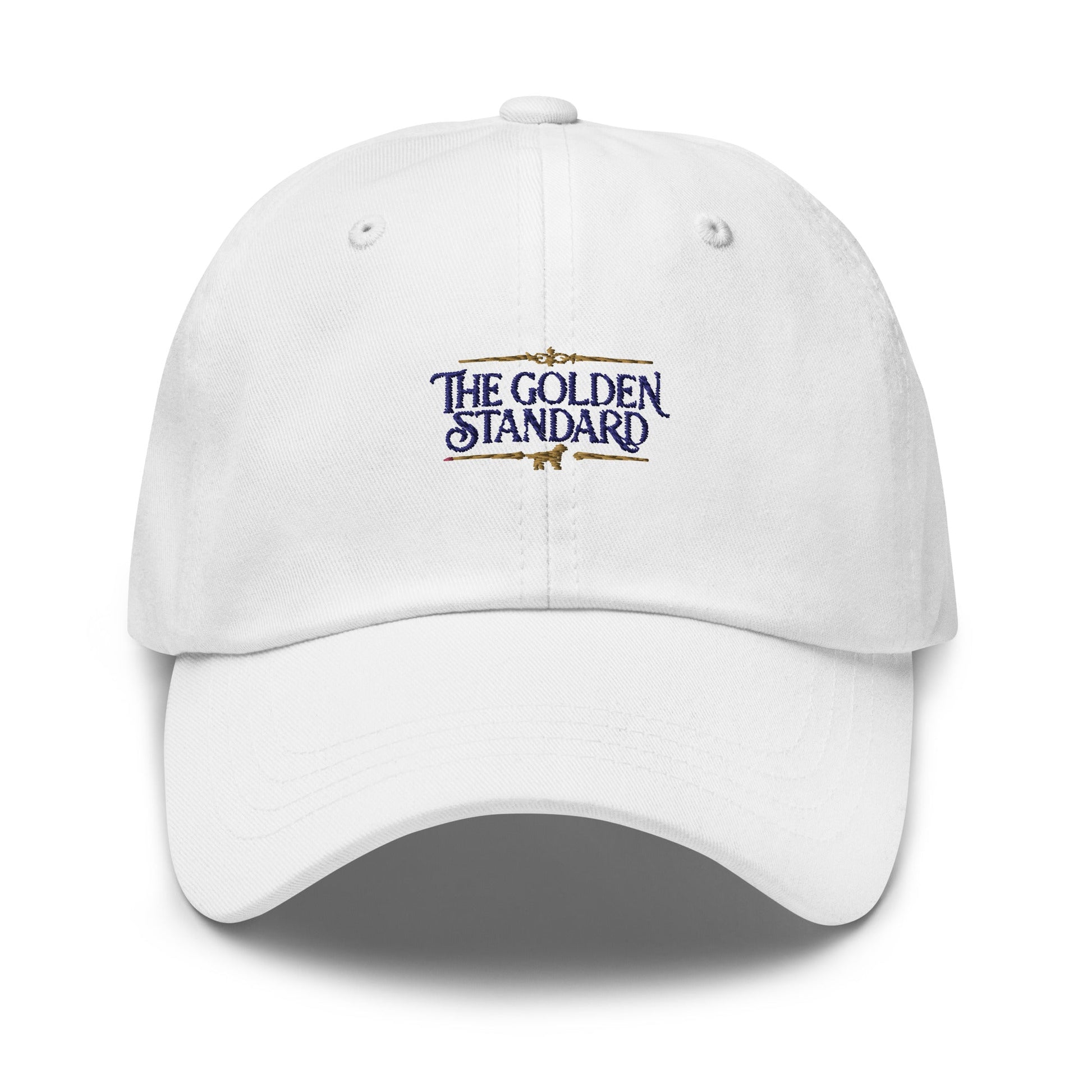 Lifestyle shot of the embroidered Golden Retriever cap, The Loyal Mark