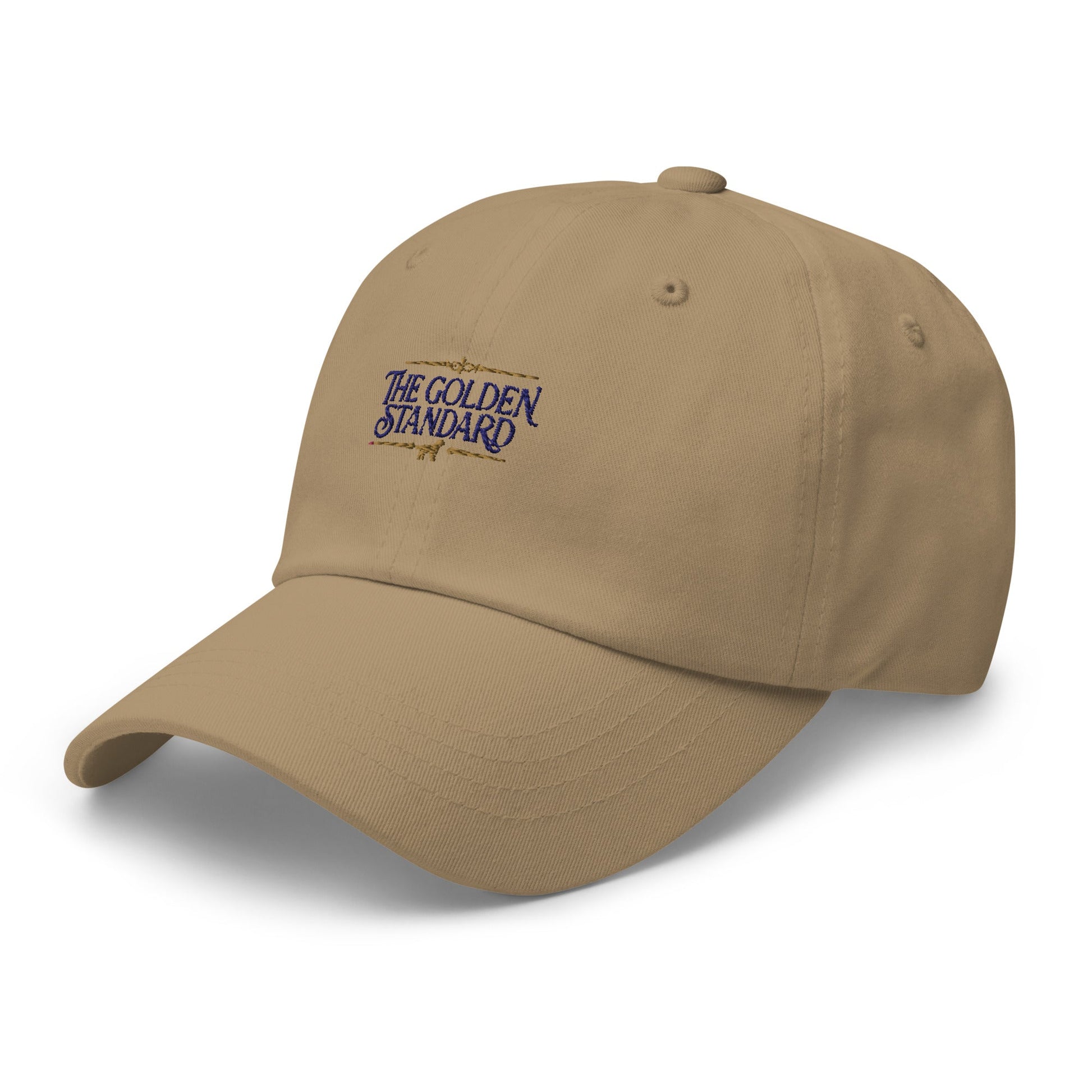 Lifestyle shot of the embroidered Golden Retriever cap, The Loyal Mark