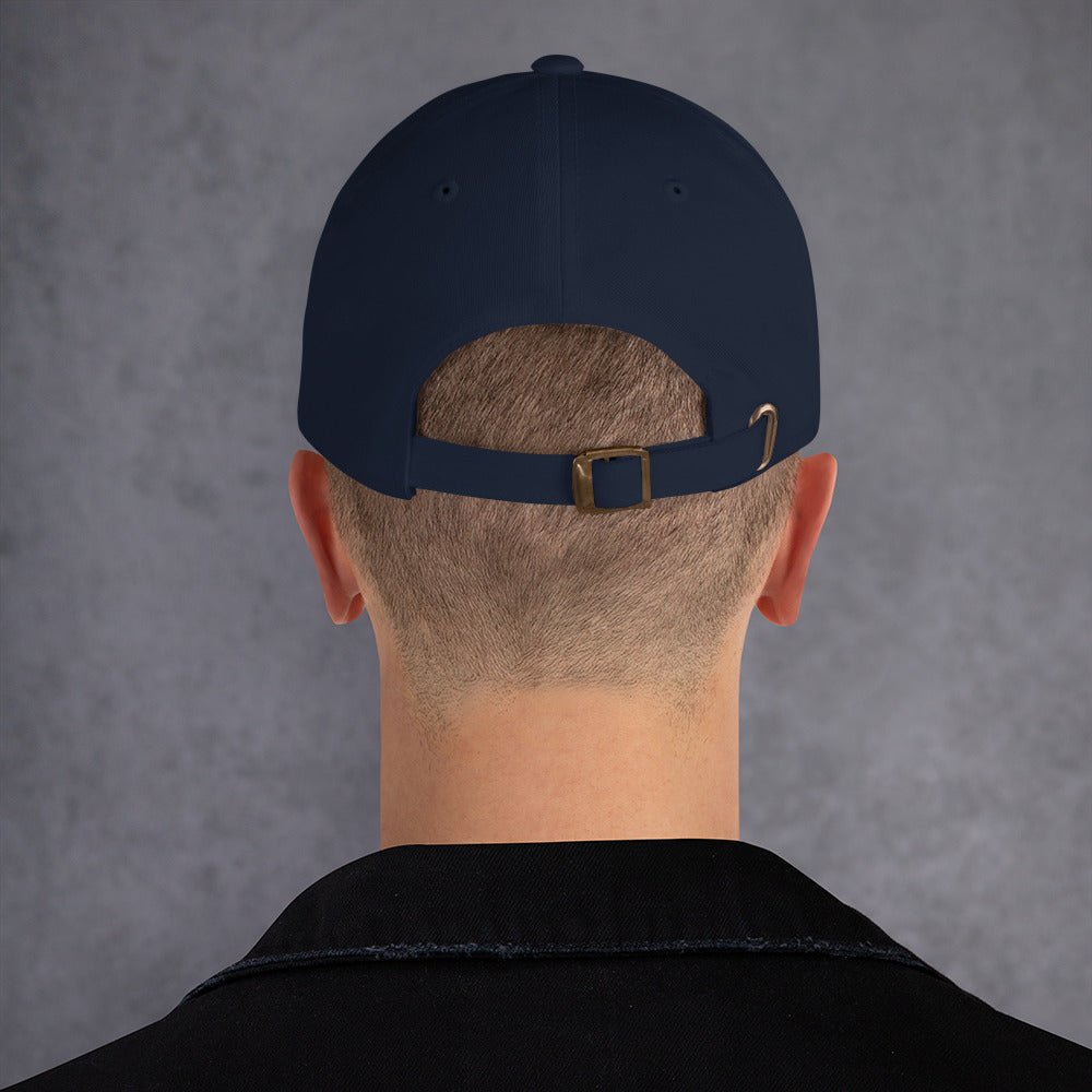 Lifestyle shot of the embroidered Golden Retriever cap, The Loyal Mark