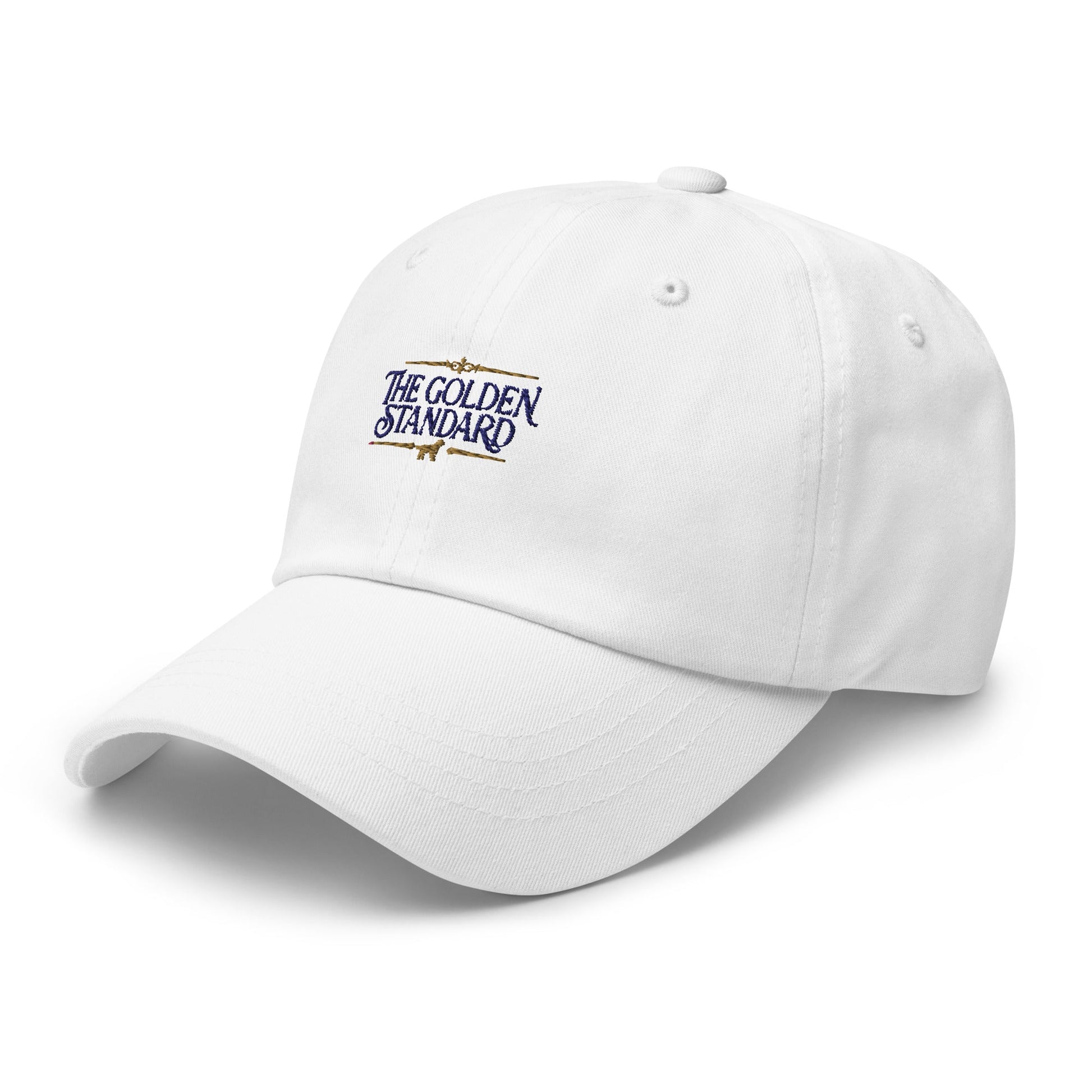 Lifestyle shot of the embroidered Golden Retriever cap, The Loyal Mark