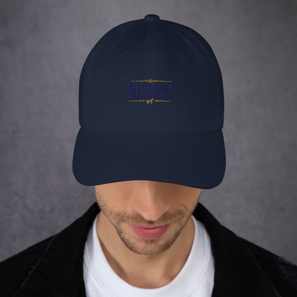 Lifestyle shot of the embroidered Golden Retriever cap, The Loyal Mark