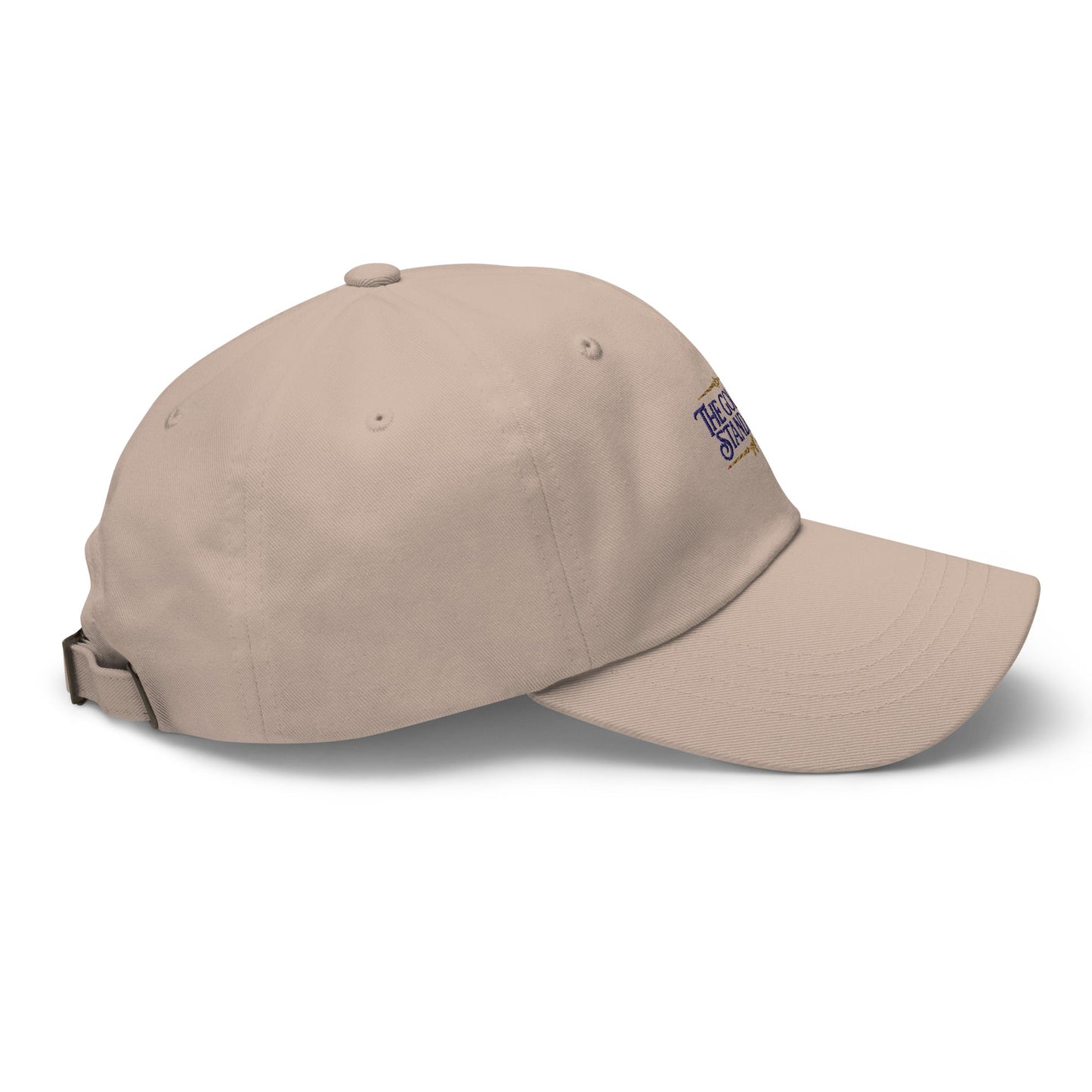 Lifestyle shot of the embroidered Golden Retriever cap, The Loyal Mark