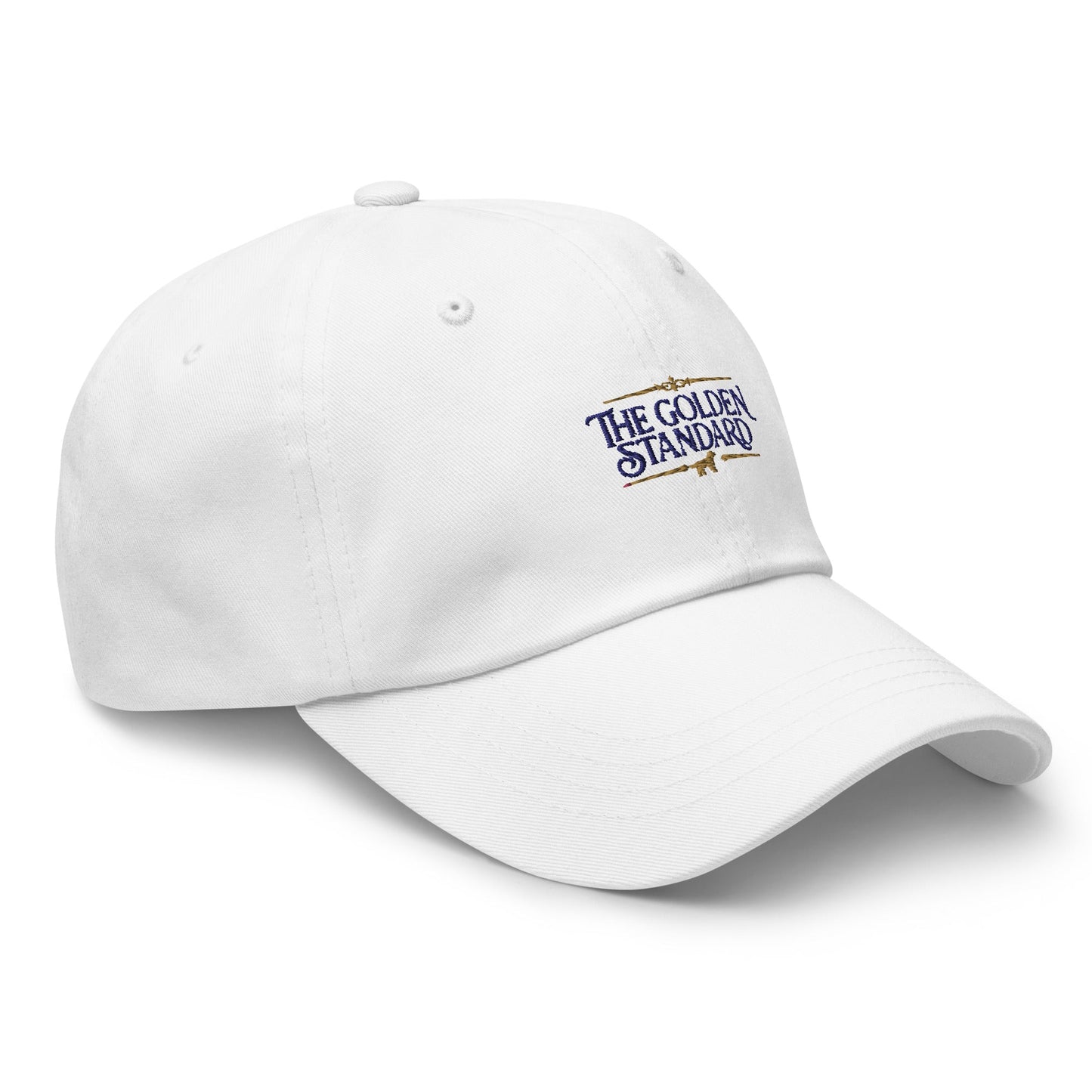 Lifestyle shot of the embroidered Golden Retriever cap, The Loyal Mark