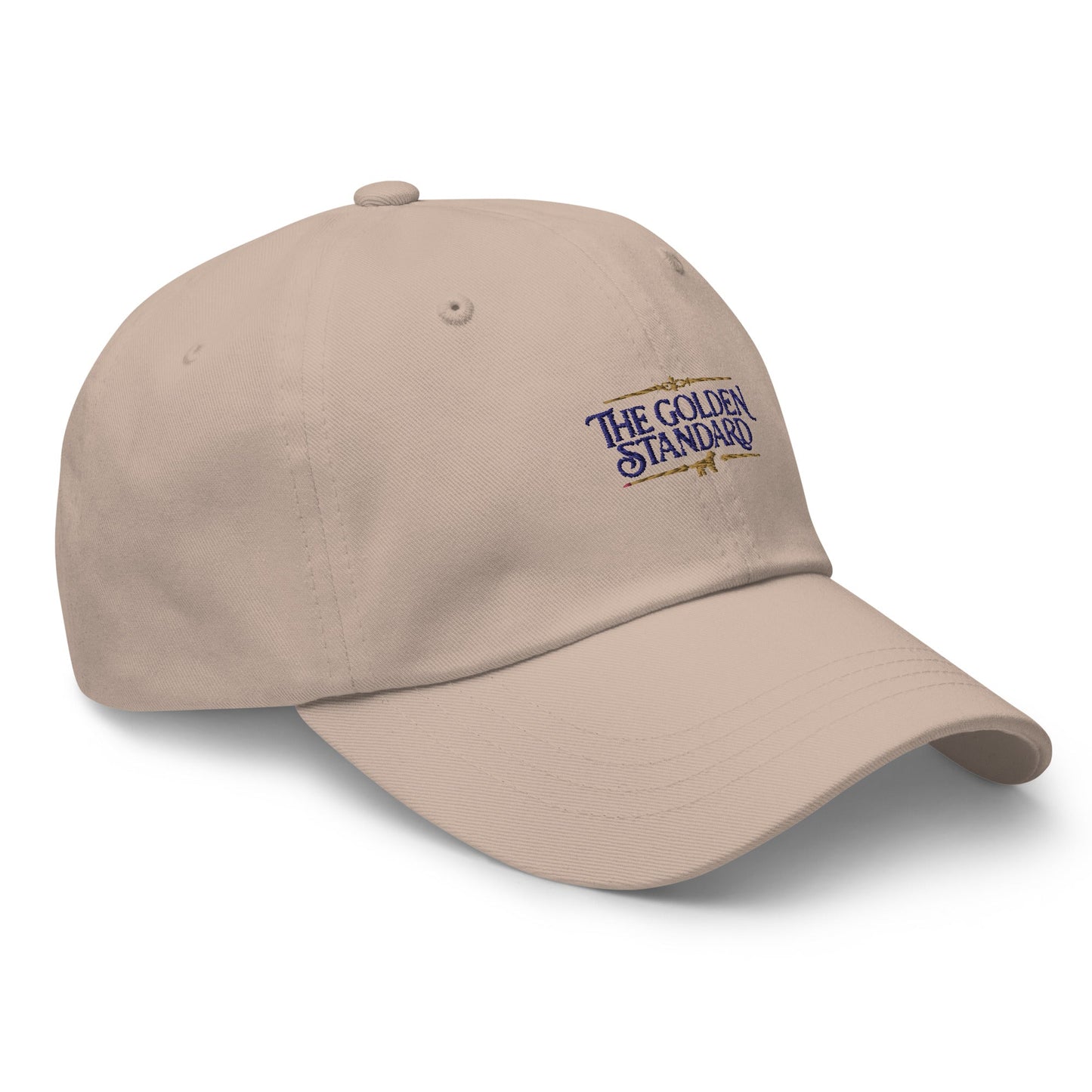 Lifestyle shot of the embroidered Golden Retriever cap, The Loyal Mark