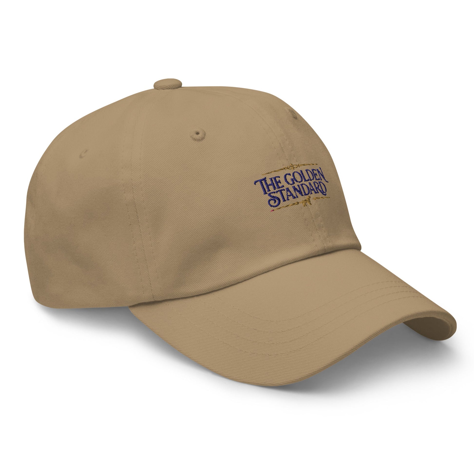 Lifestyle shot of the embroidered Golden Retriever cap, The Loyal Mark