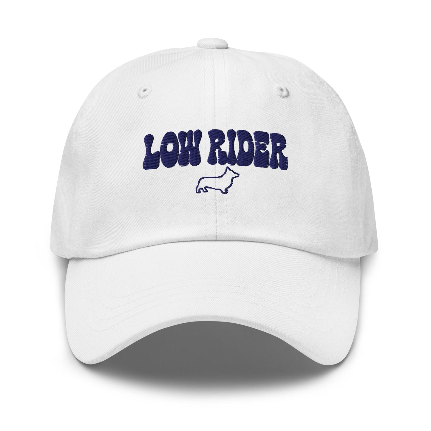 Embroidered Corgi cap stitched in cognac thread, made in Canada by The Loyal Mark