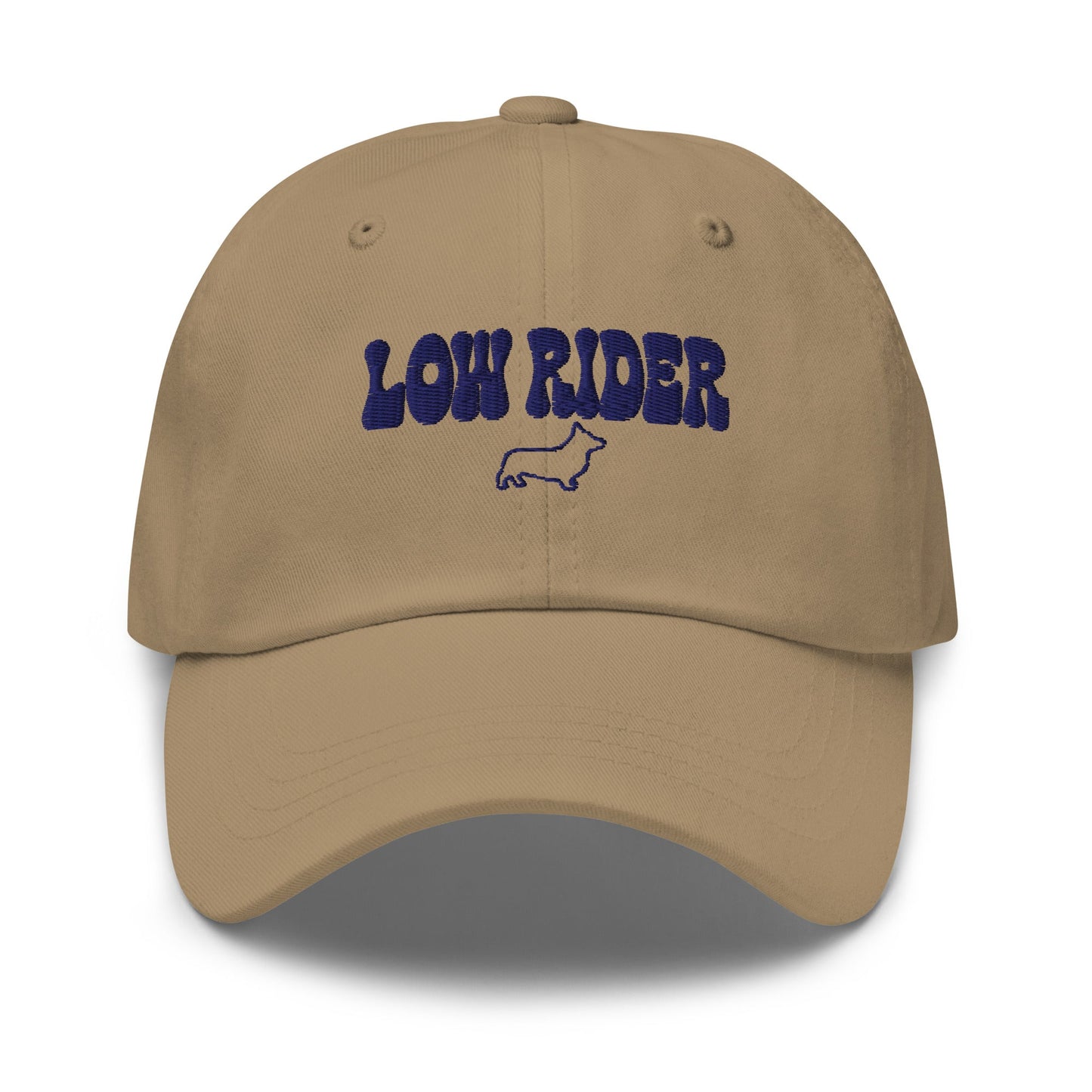 Back view of the embroidered Corgi cap showing fit, The Loyal Mark