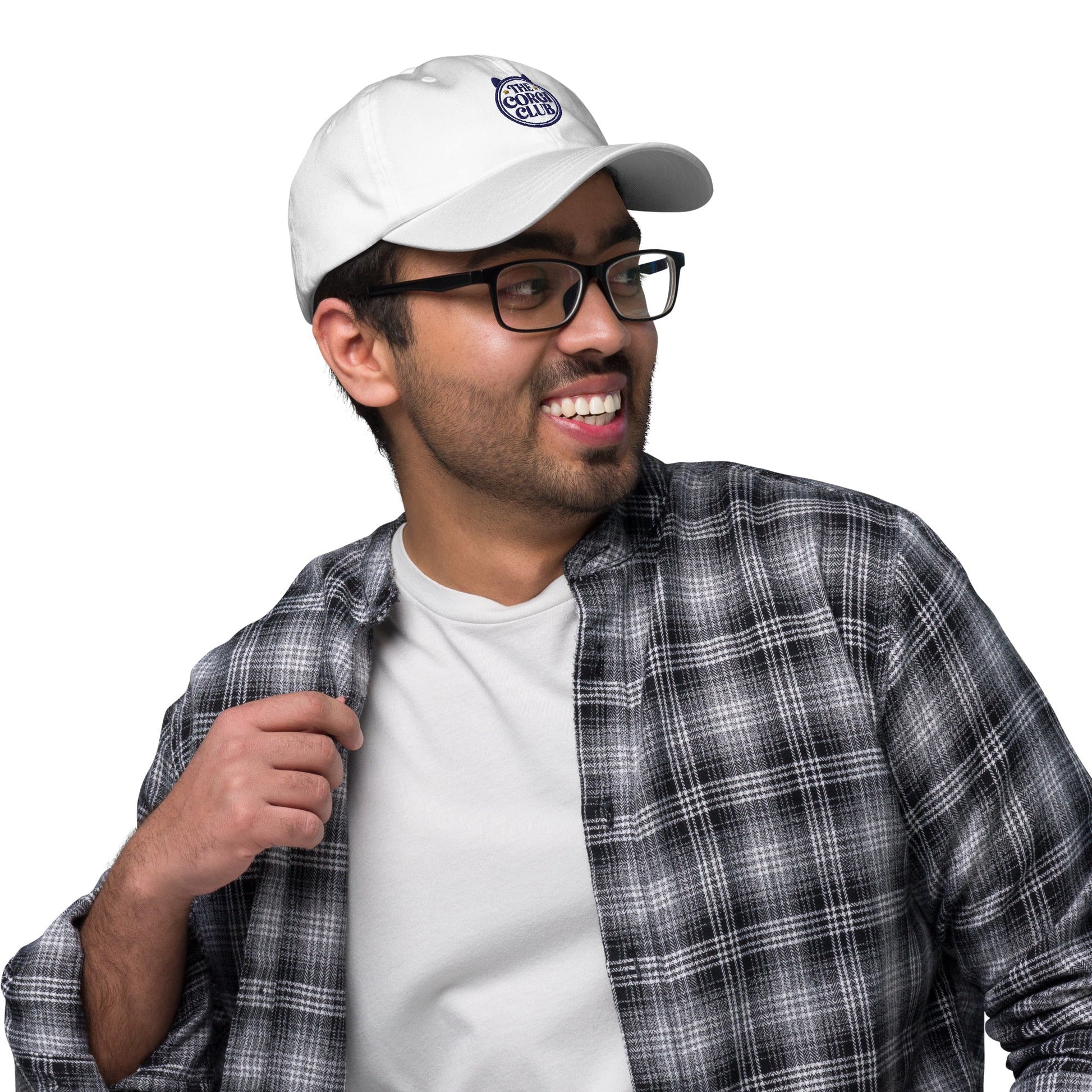 Back view of the embroidered Corgi cap showing fit, The Loyal Mark