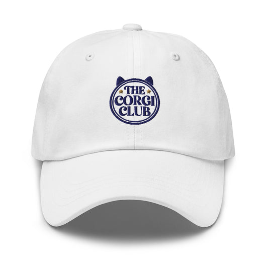 Embroidered Corgi cap stitched in cognac thread, made in Canada by The Loyal Mark