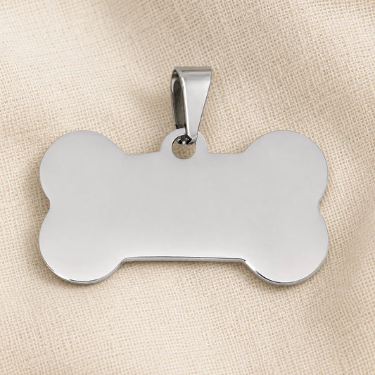 Polished silver stainless steel bone tag