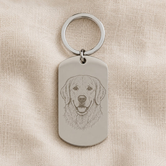 Portrait Keepsake engraved with a golden retriever portrait
