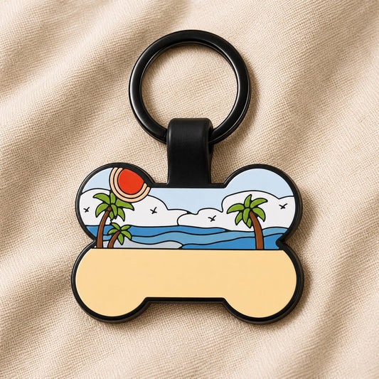 Silicone bone tag with palm bay design