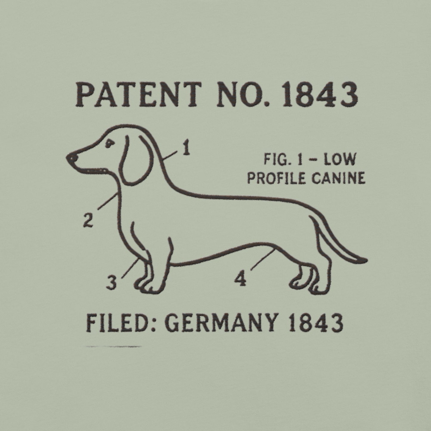 Lifestyle shot of the embroidered Dachshund tee, The Loyal Mark