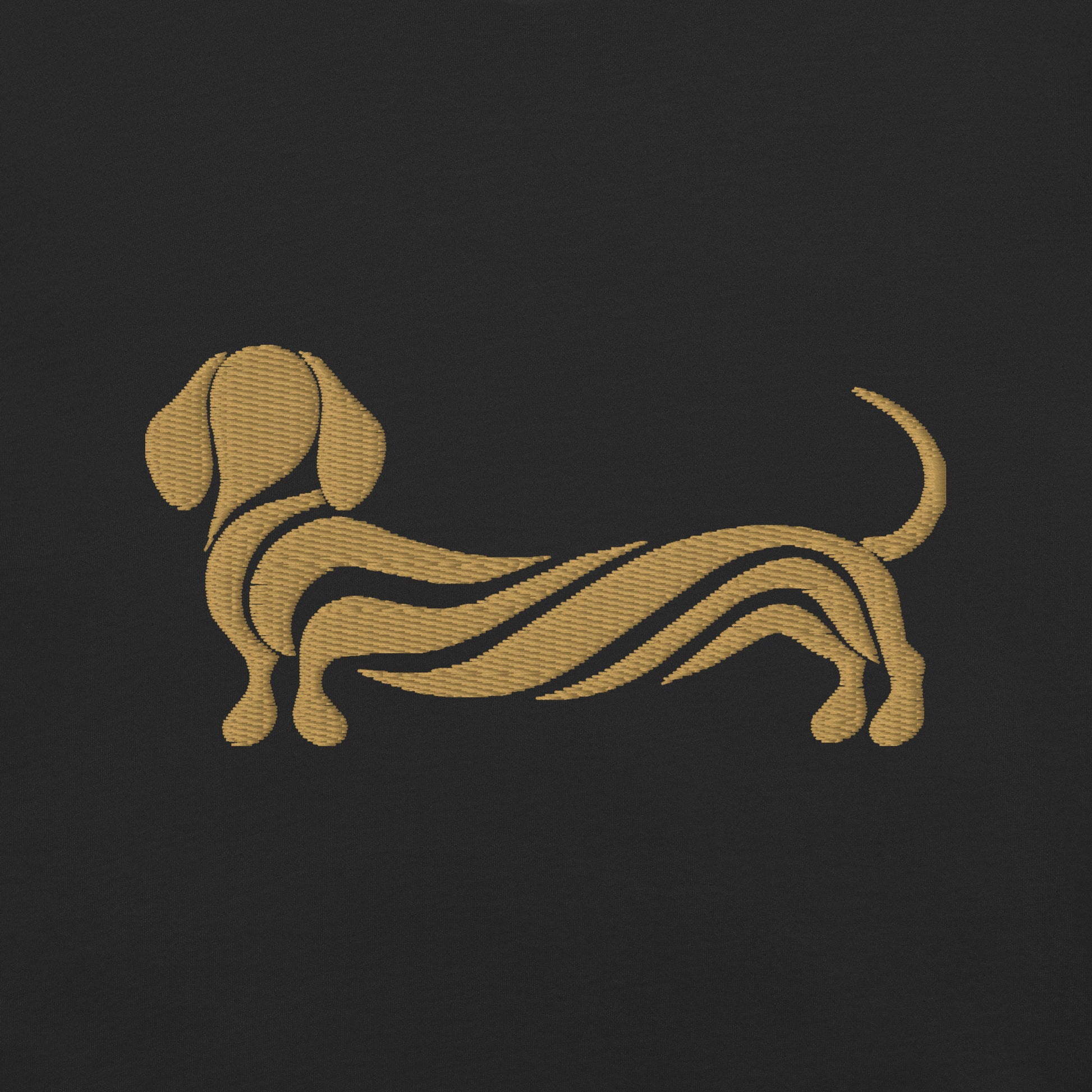Back view of the embroidered Dachshund tee showing fit, The Loyal Mark