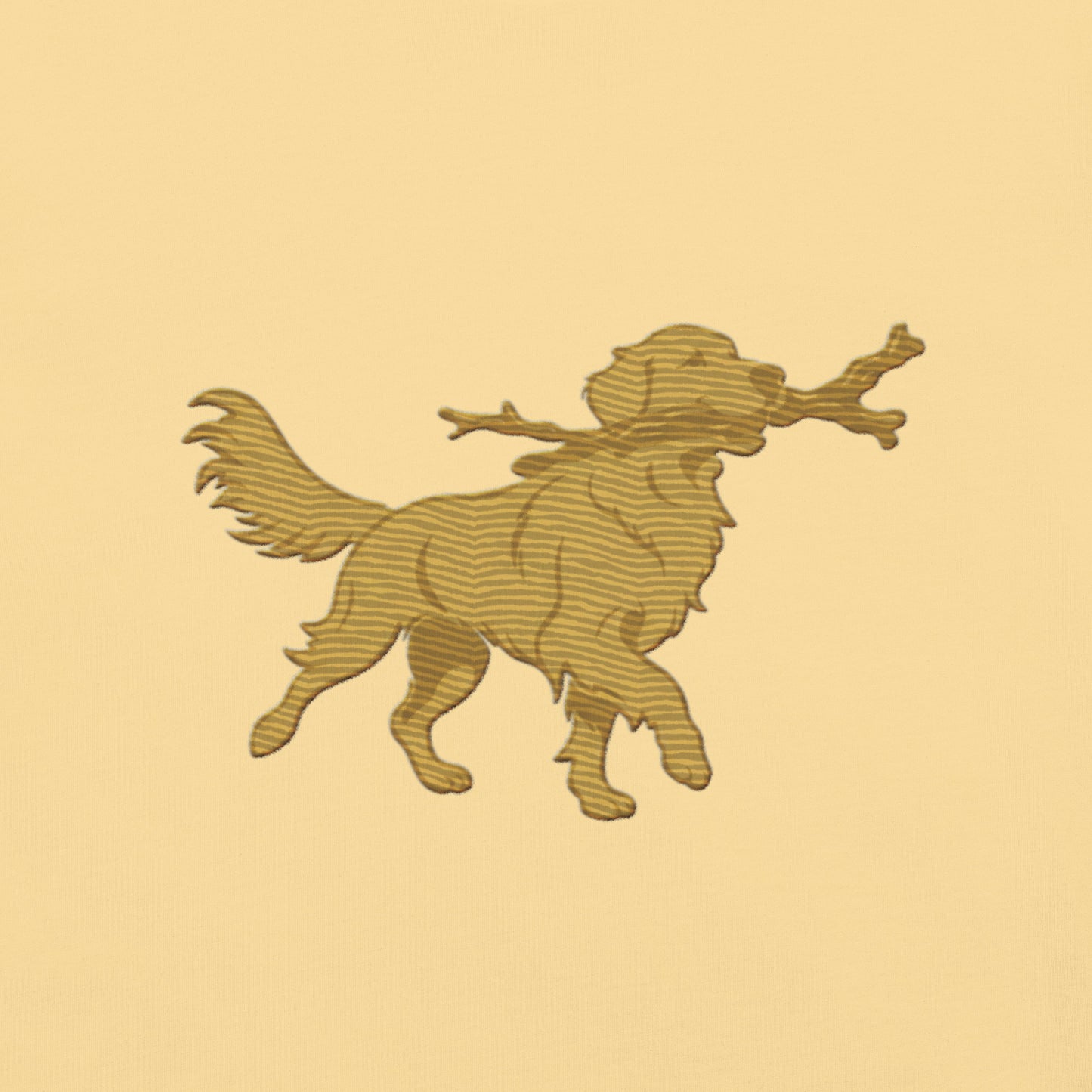 Lifestyle shot of the embroidered Golden Retriever tee, The Loyal Mark