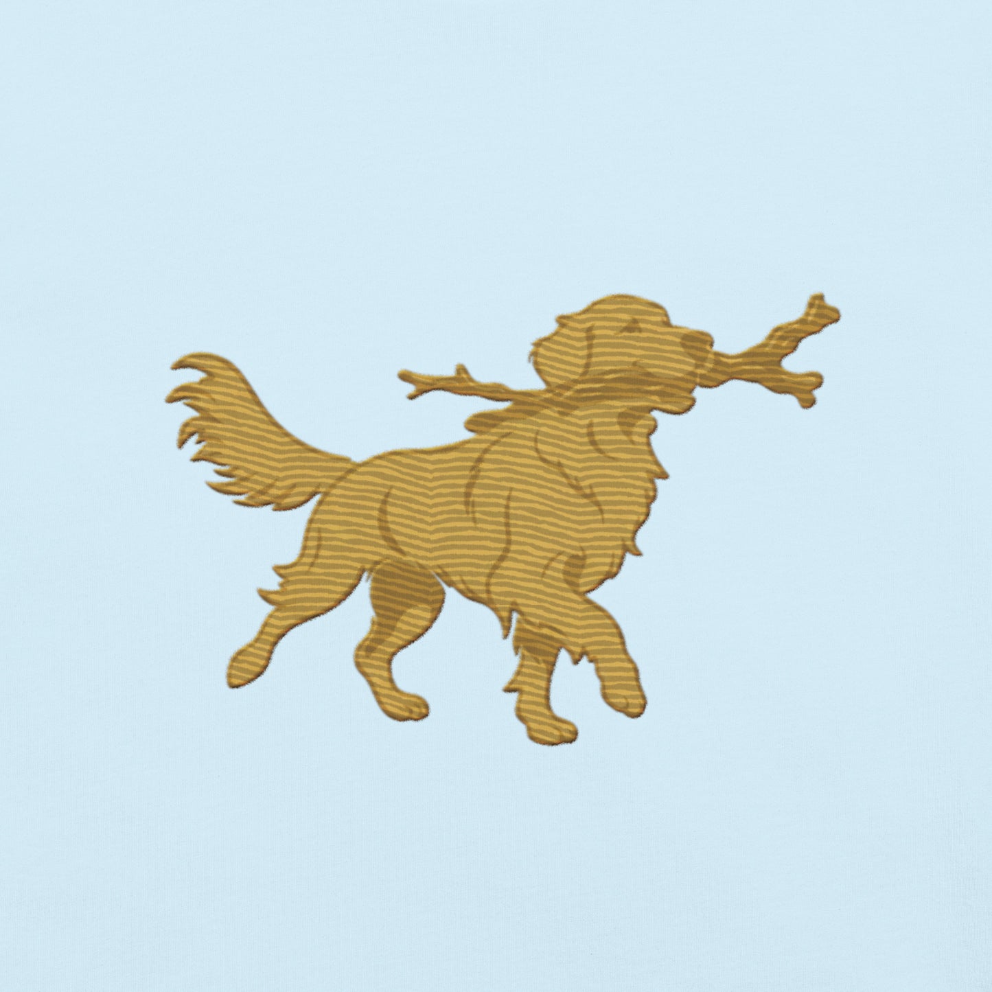Lifestyle shot of the embroidered Golden Retriever tee, The Loyal Mark