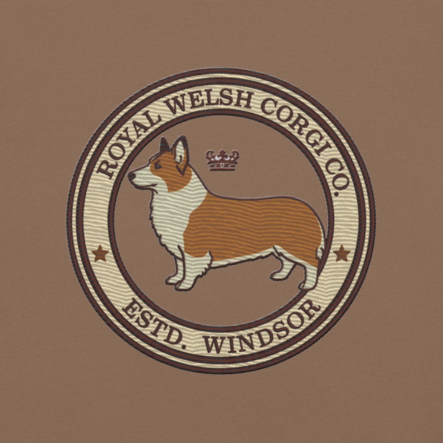 Back view of the embroidered Corgi tee showing fit, The Loyal Mark