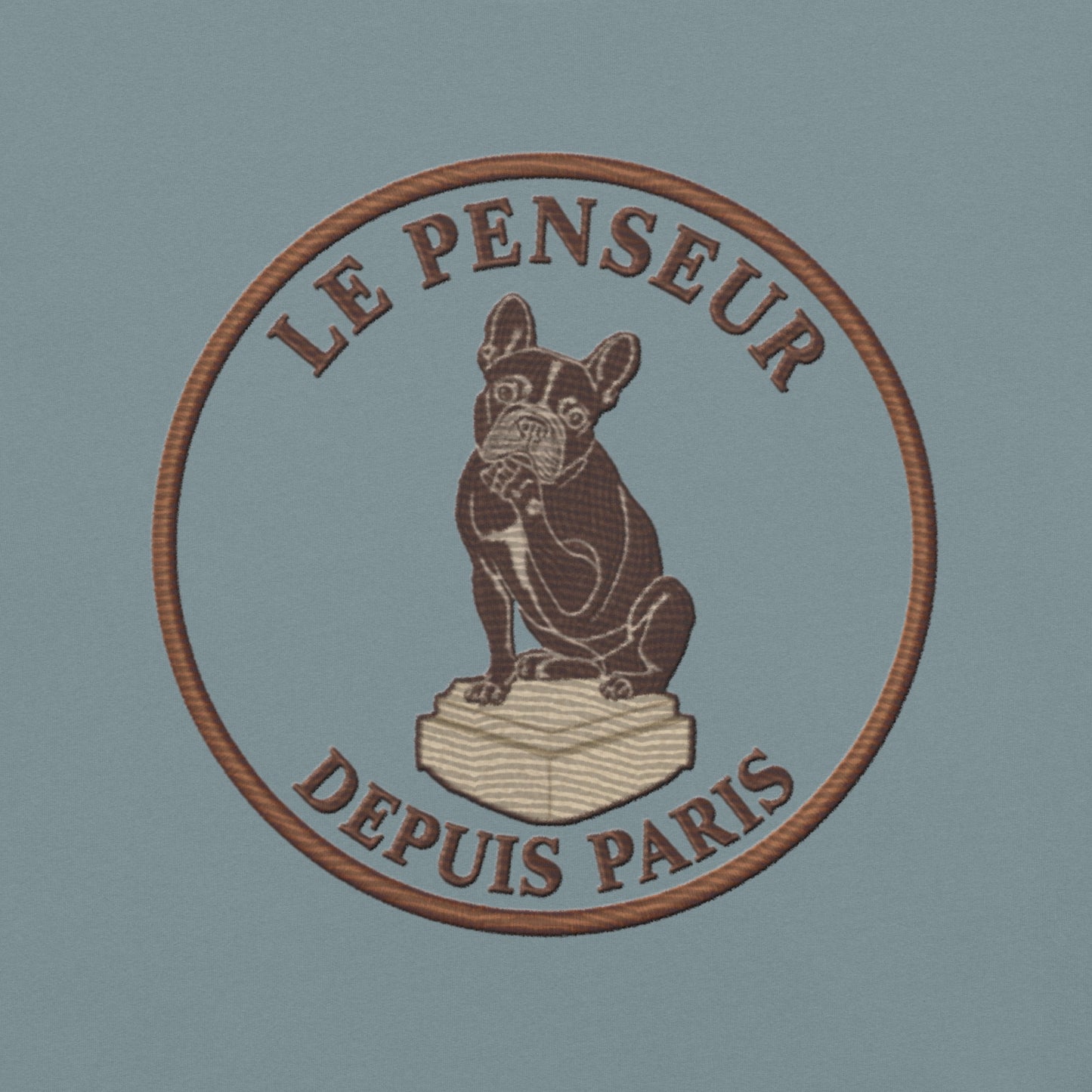 Back view of the embroidered French Bulldog tee showing fit, The Loyal Mark