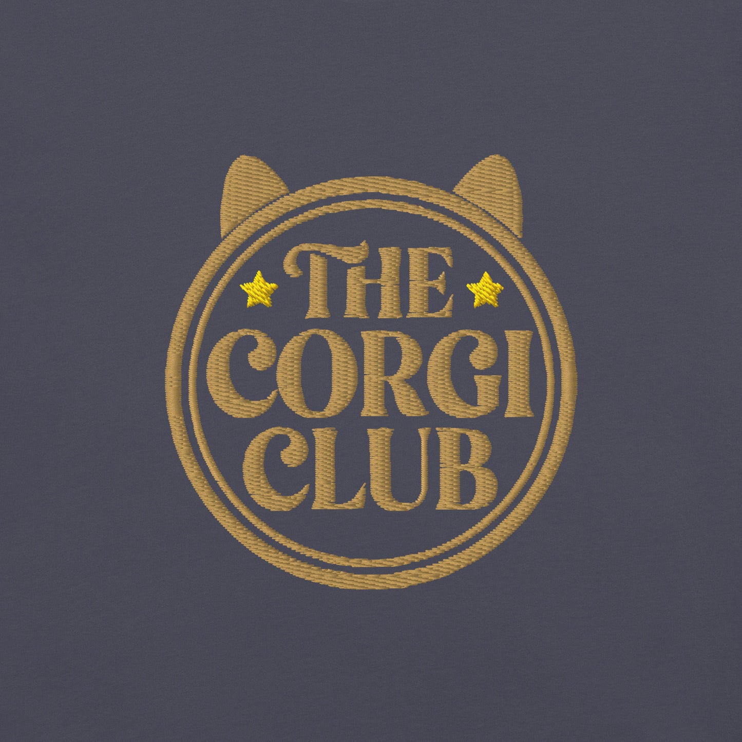 Back view of the embroidered Corgi tee showing fit, The Loyal Mark