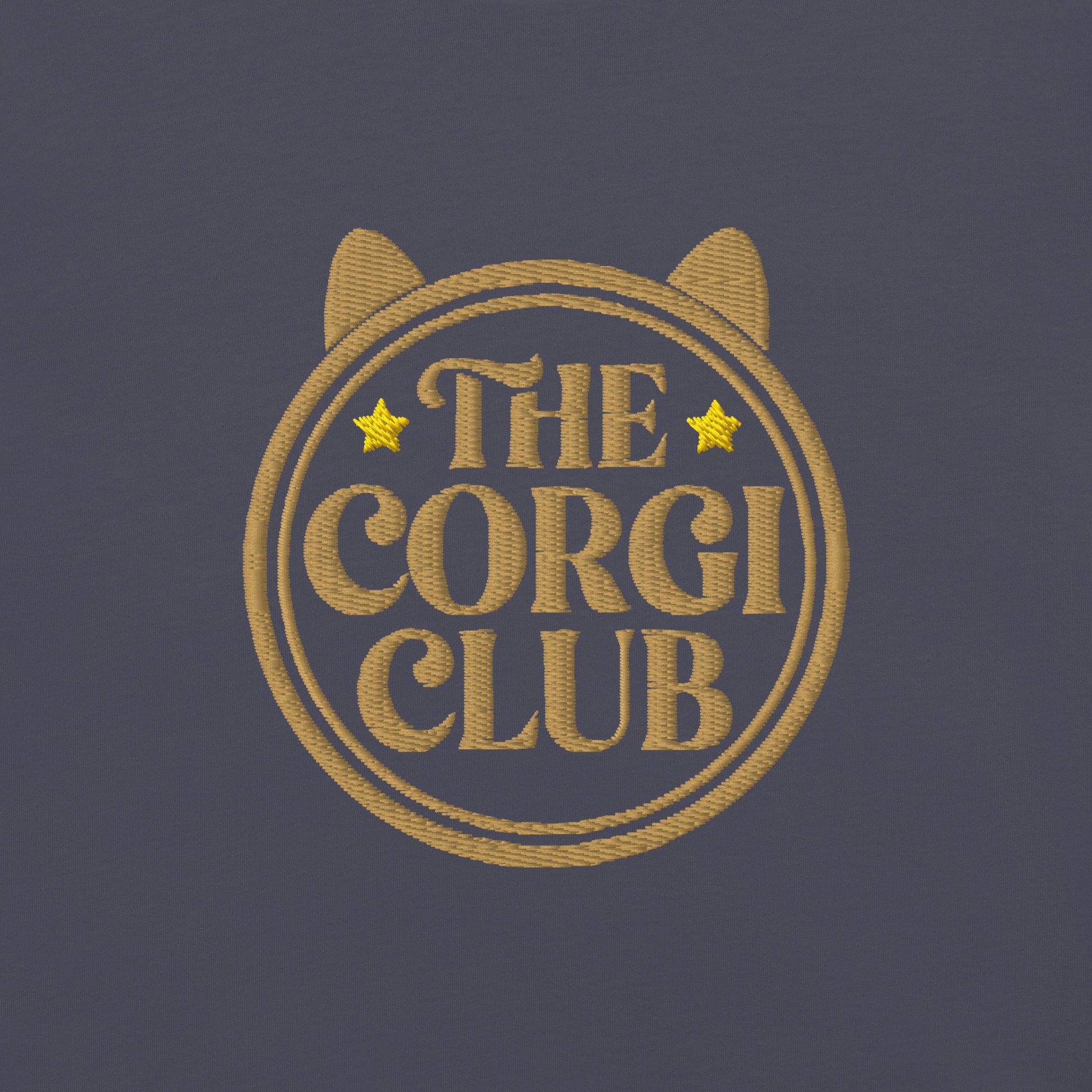 Back view of the embroidered Corgi tee showing fit, The Loyal Mark