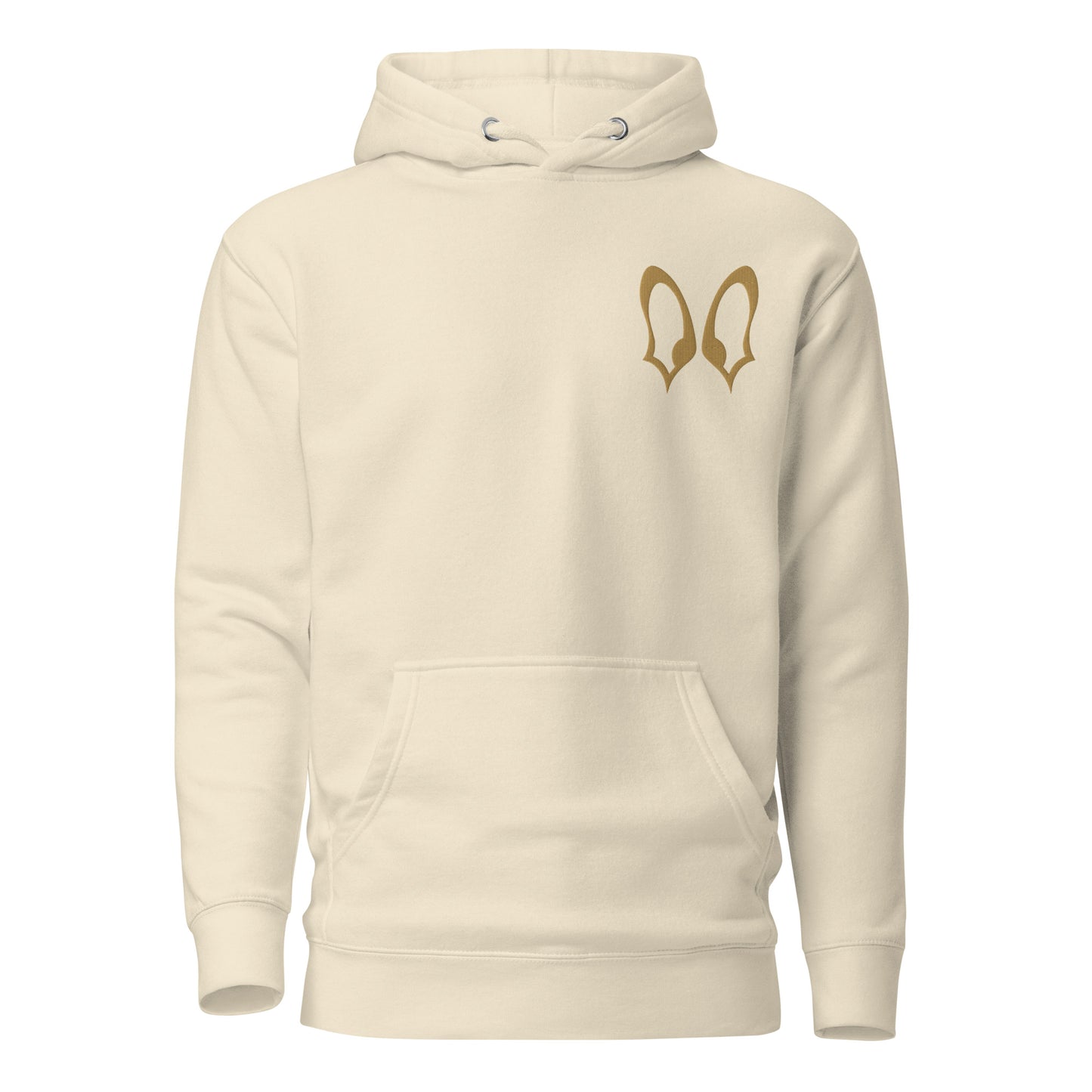 Detail shot of custom embroidered dog name on the hoodie sleeve, The Loyal Mark