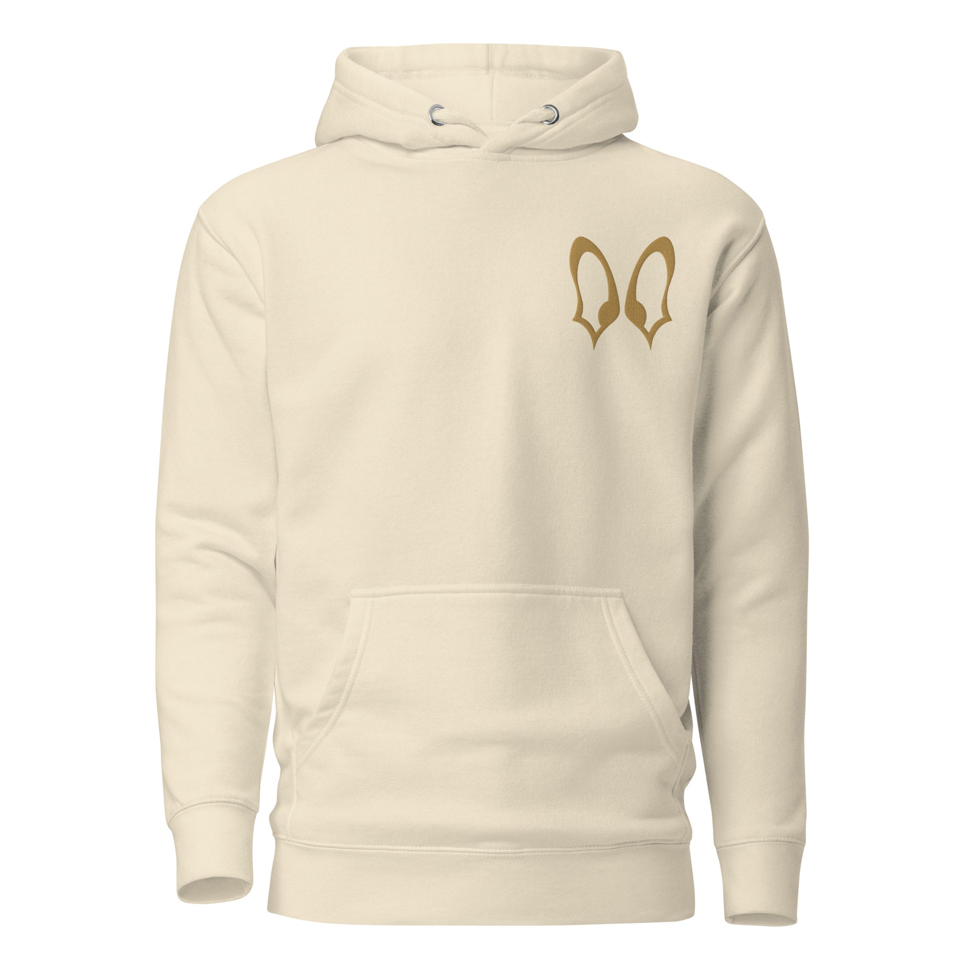 Detail shot of custom embroidered dog name on the hoodie sleeve, The Loyal Mark