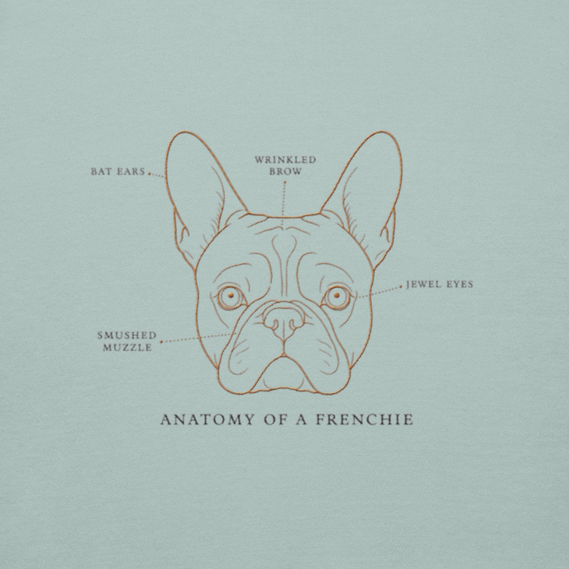 Back view of the embroidered French Bulldog crewneck showing fit, The Loyal Mark