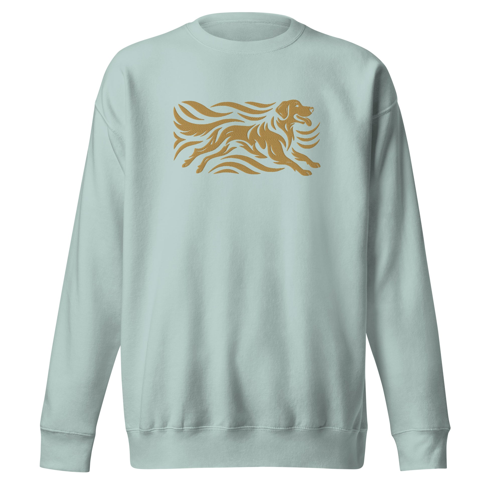 Embroidered Golden Retriever crewneck in premium fabric, personalized with dog's name, made in Canada by The Loyal Mark