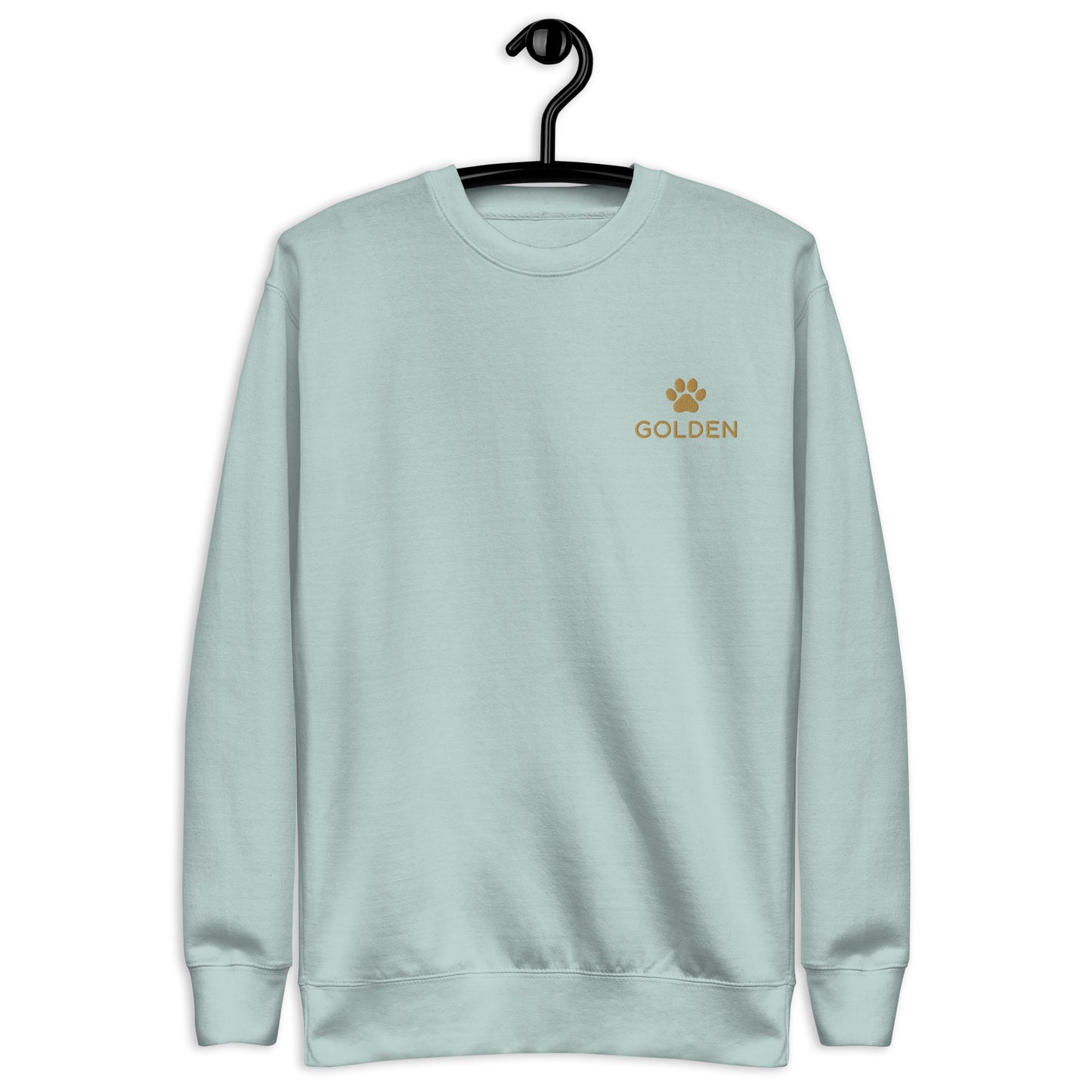 Lifestyle shot of the embroidered Golden Retriever crewneck, The Loyal Mark