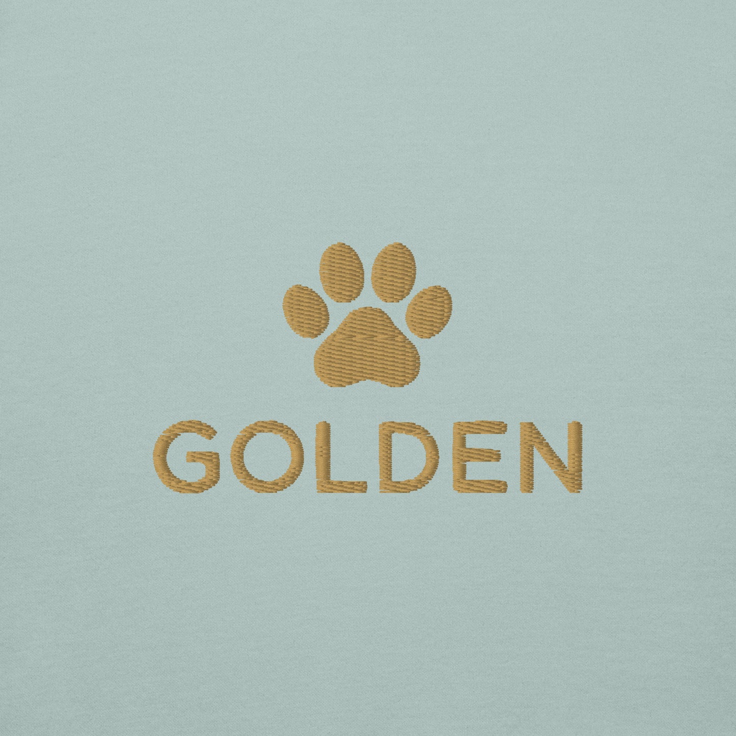 Lifestyle shot of the embroidered Golden Retriever crewneck, The Loyal Mark