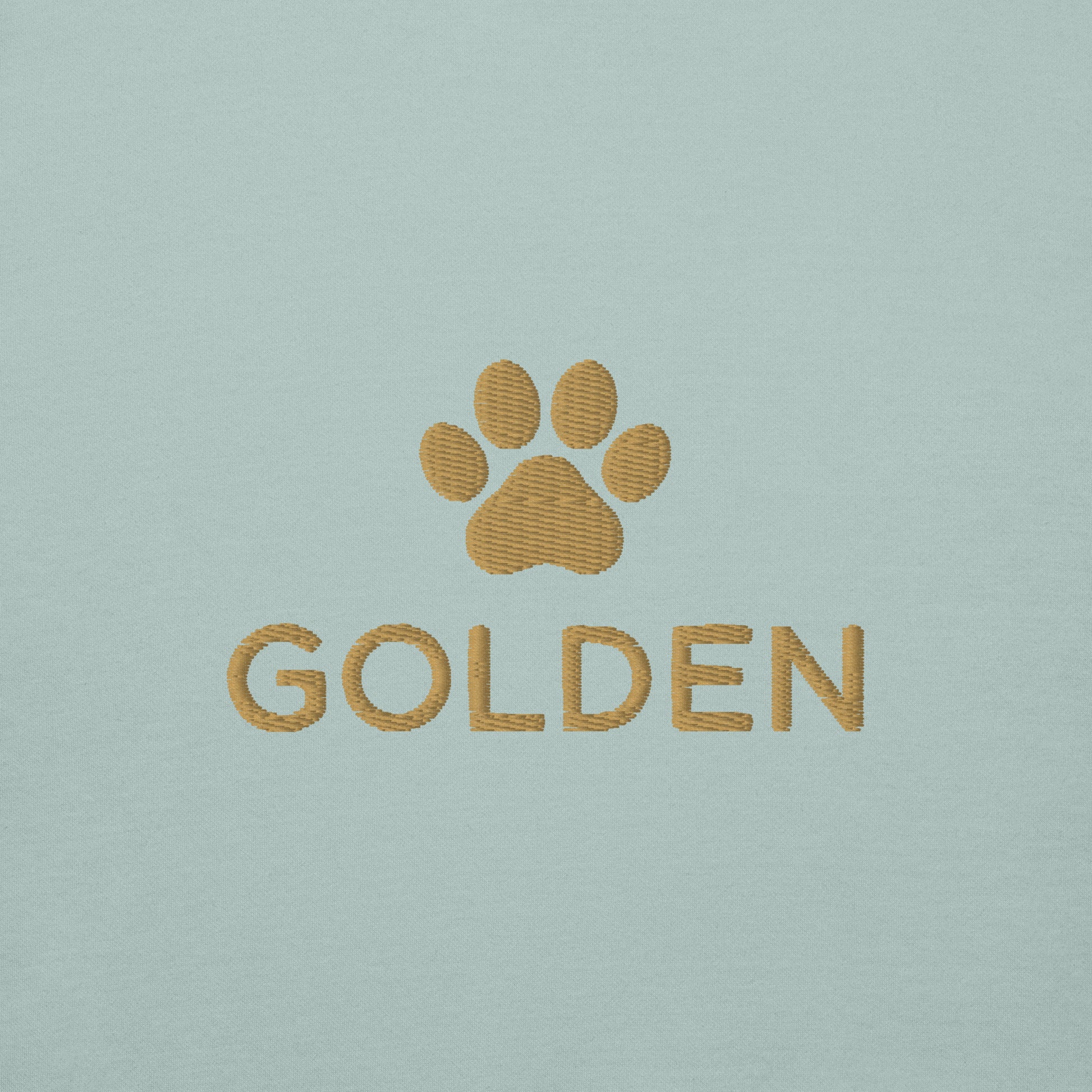Lifestyle shot of the embroidered Golden Retriever crewneck, The Loyal Mark