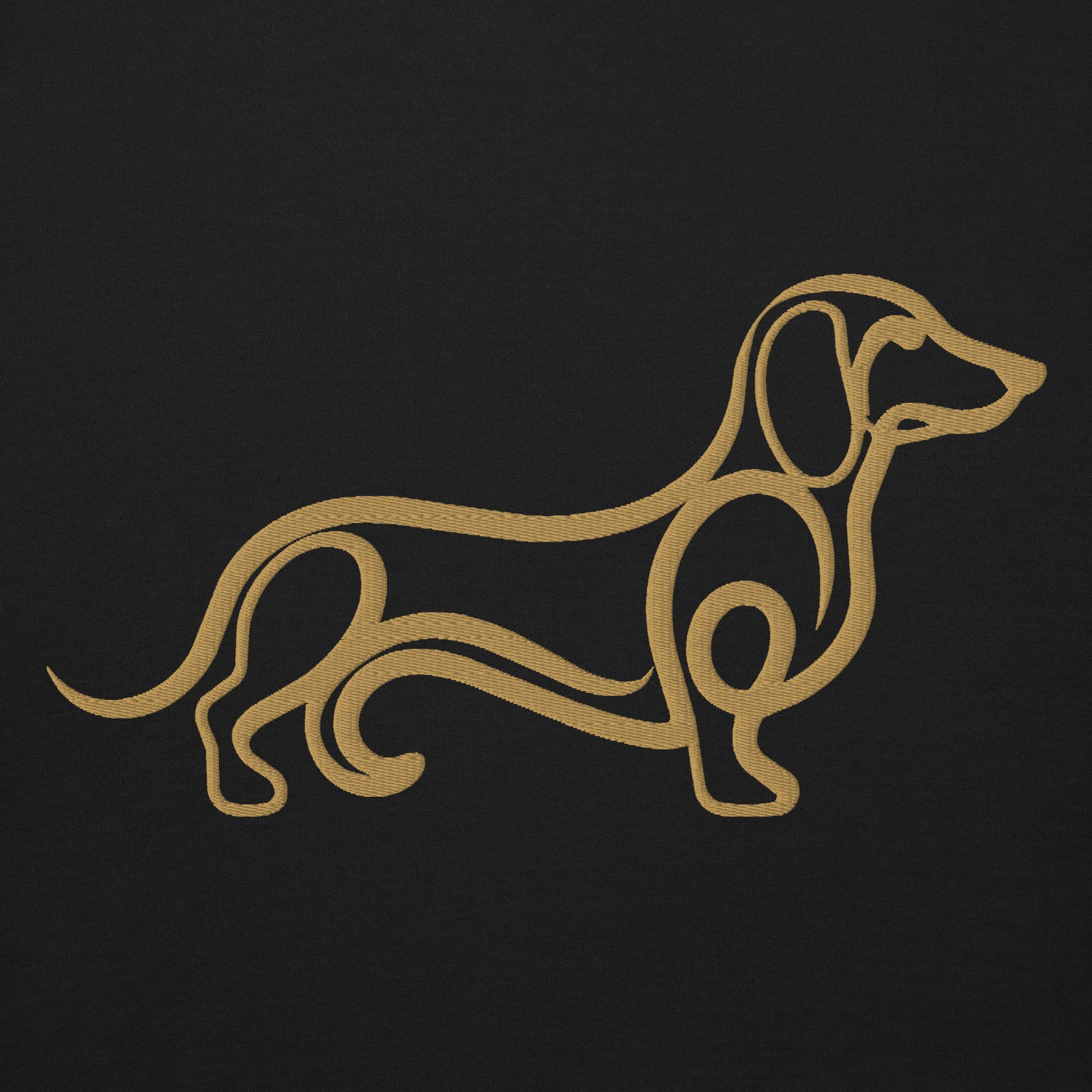 Back view of the embroidered Dachshund crewneck showing fit, The Loyal Mark