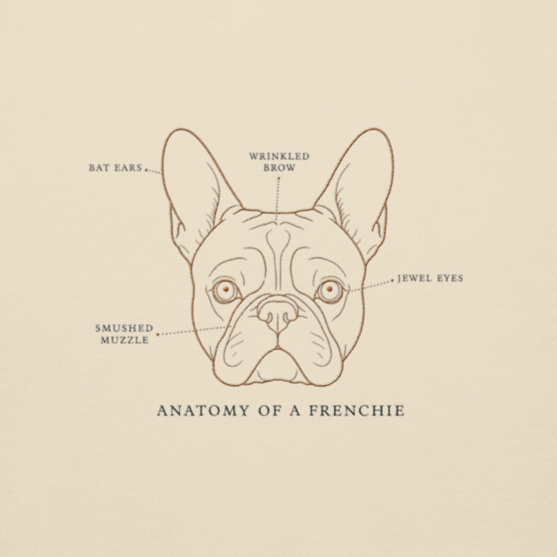 Lifestyle shot of the embroidered French Bulldog crewneck, The Loyal Mark