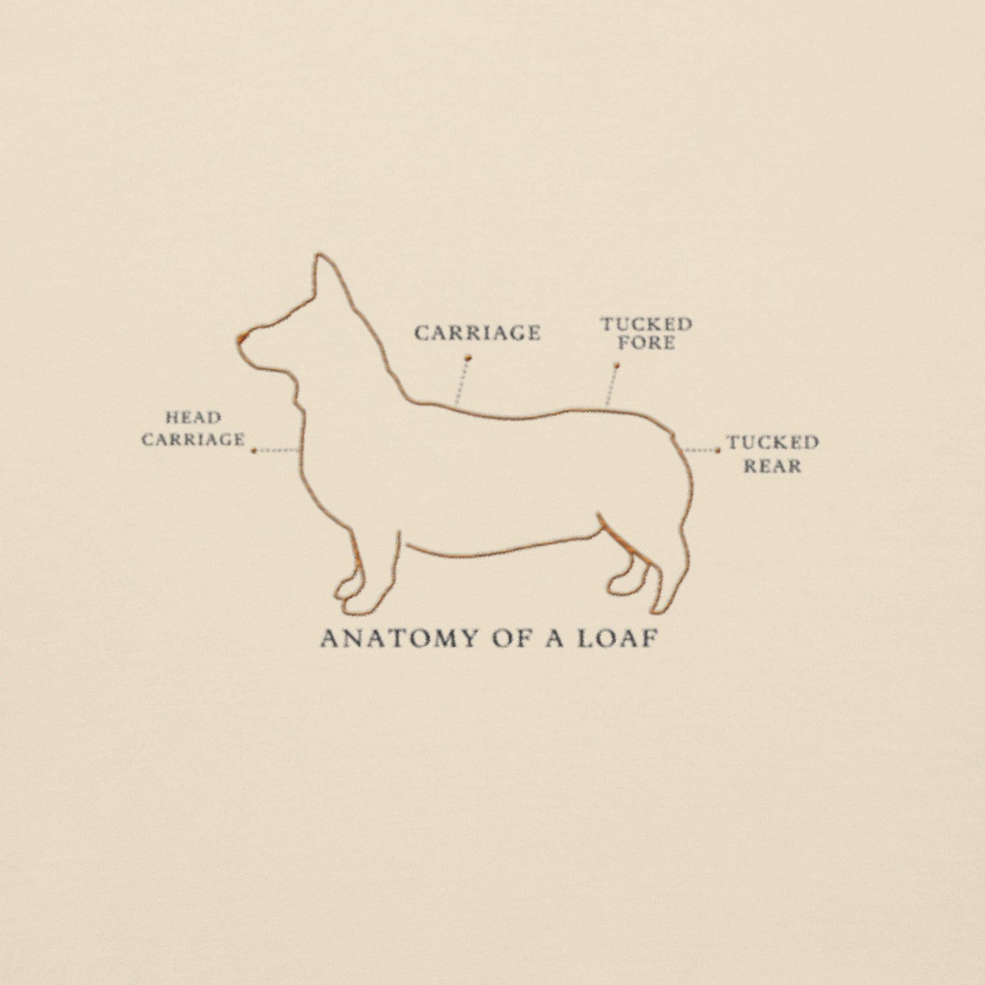 Lifestyle shot of the embroidered Corgi crewneck, The Loyal Mark