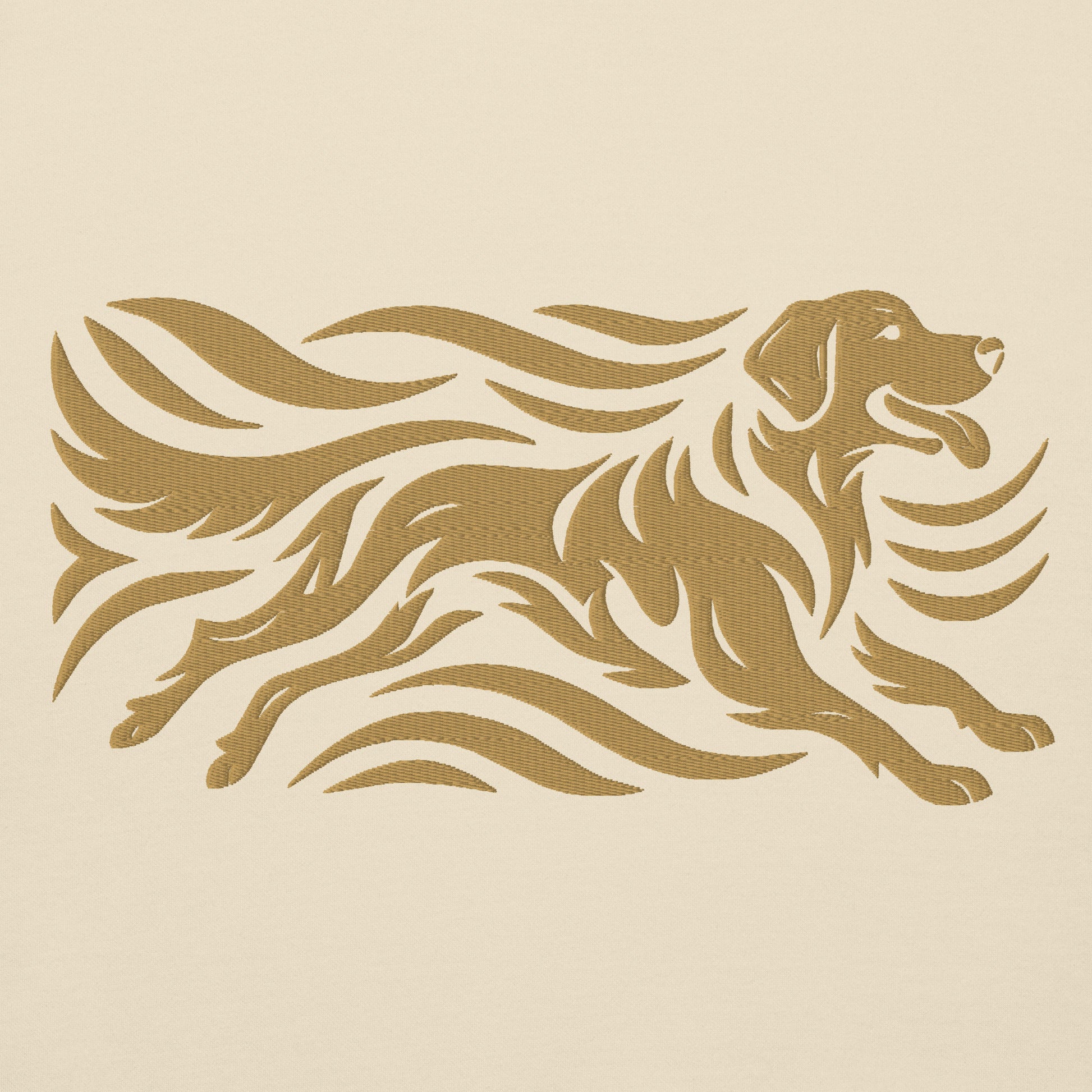 Lifestyle shot of the embroidered Golden Retriever crewneck, The Loyal Mark