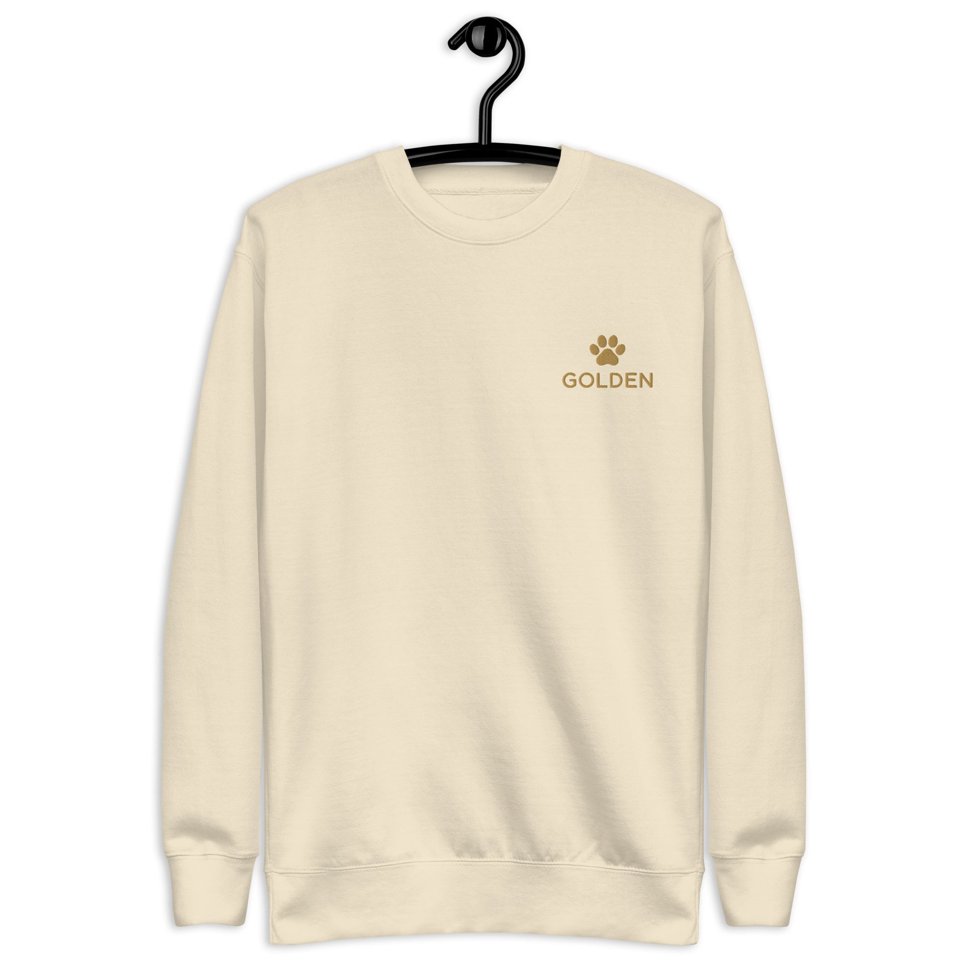 Lifestyle shot of the embroidered Golden Retriever crewneck, The Loyal Mark