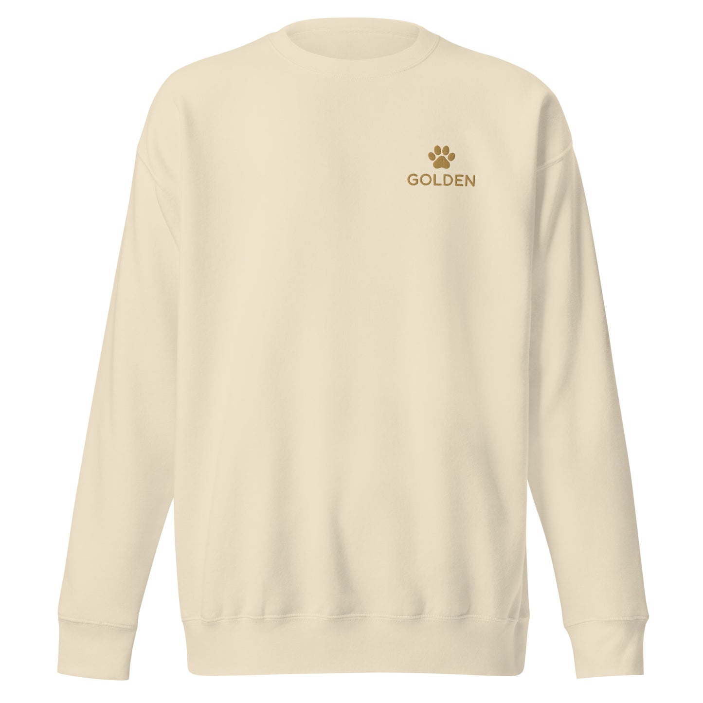 Detail shot of custom embroidered dog name on the crewneck sleeve, The Loyal Mark
