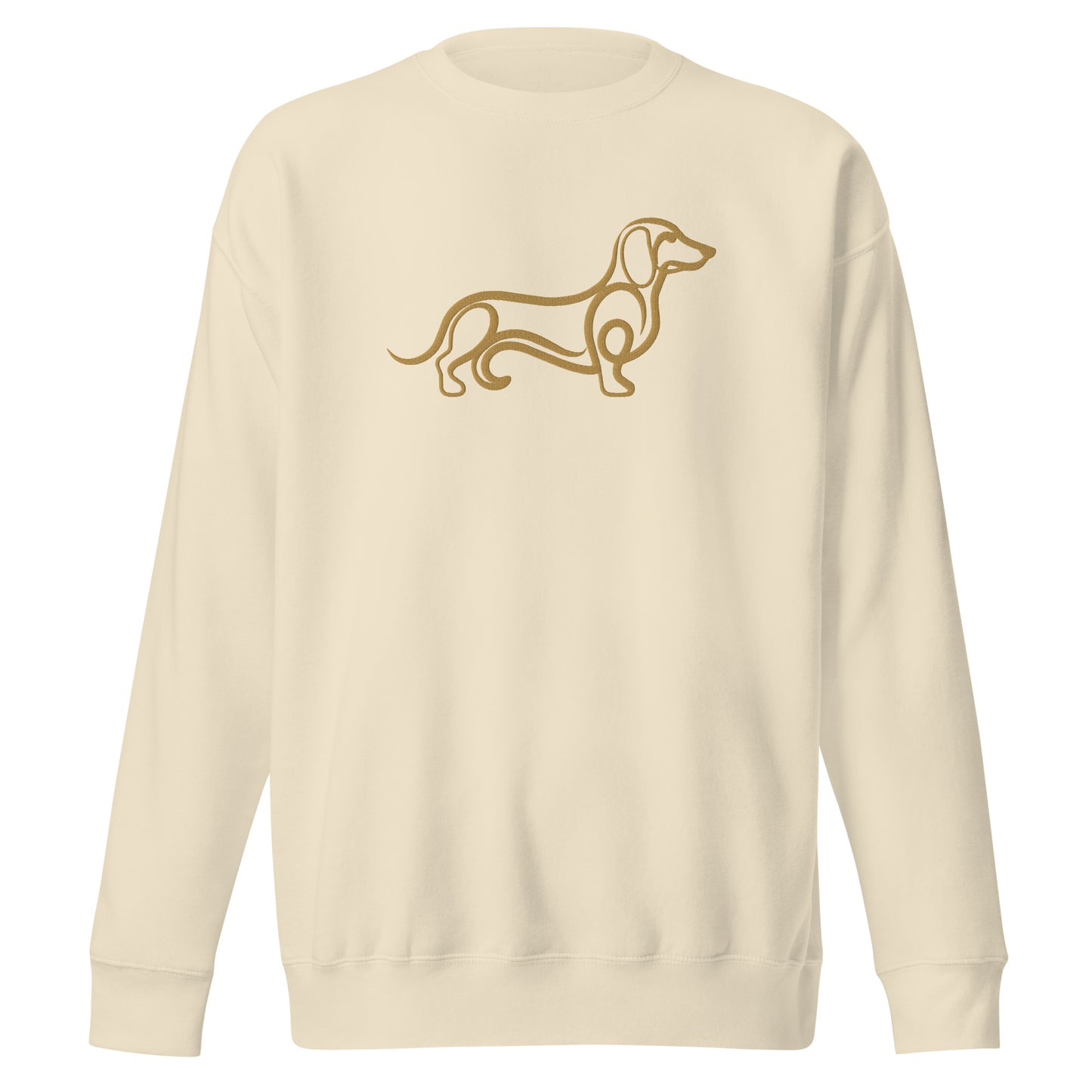Detail shot of custom embroidered dog name on the crewneck sleeve, The Loyal Mark