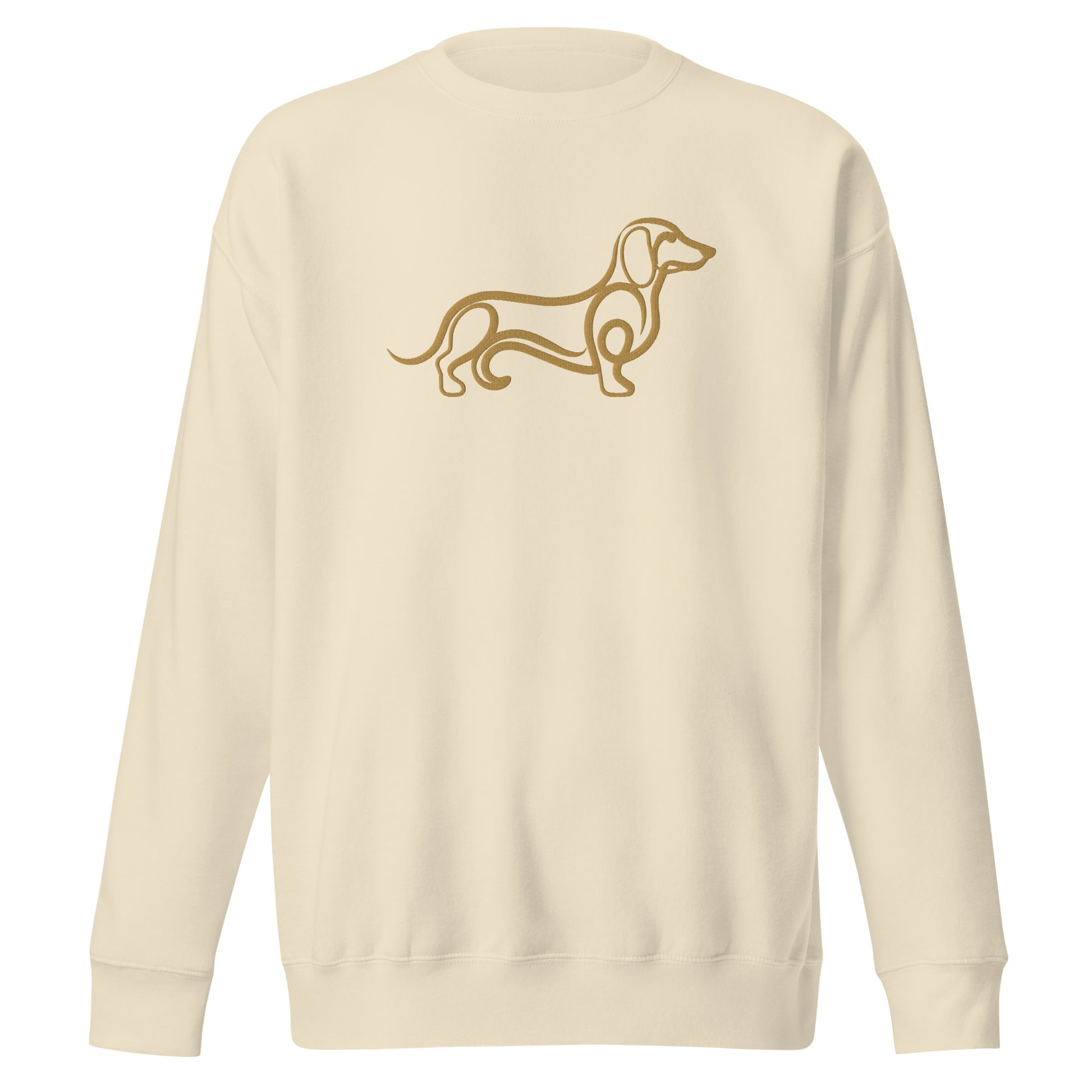 Detail shot of custom embroidered dog name on the crewneck sleeve, The Loyal Mark