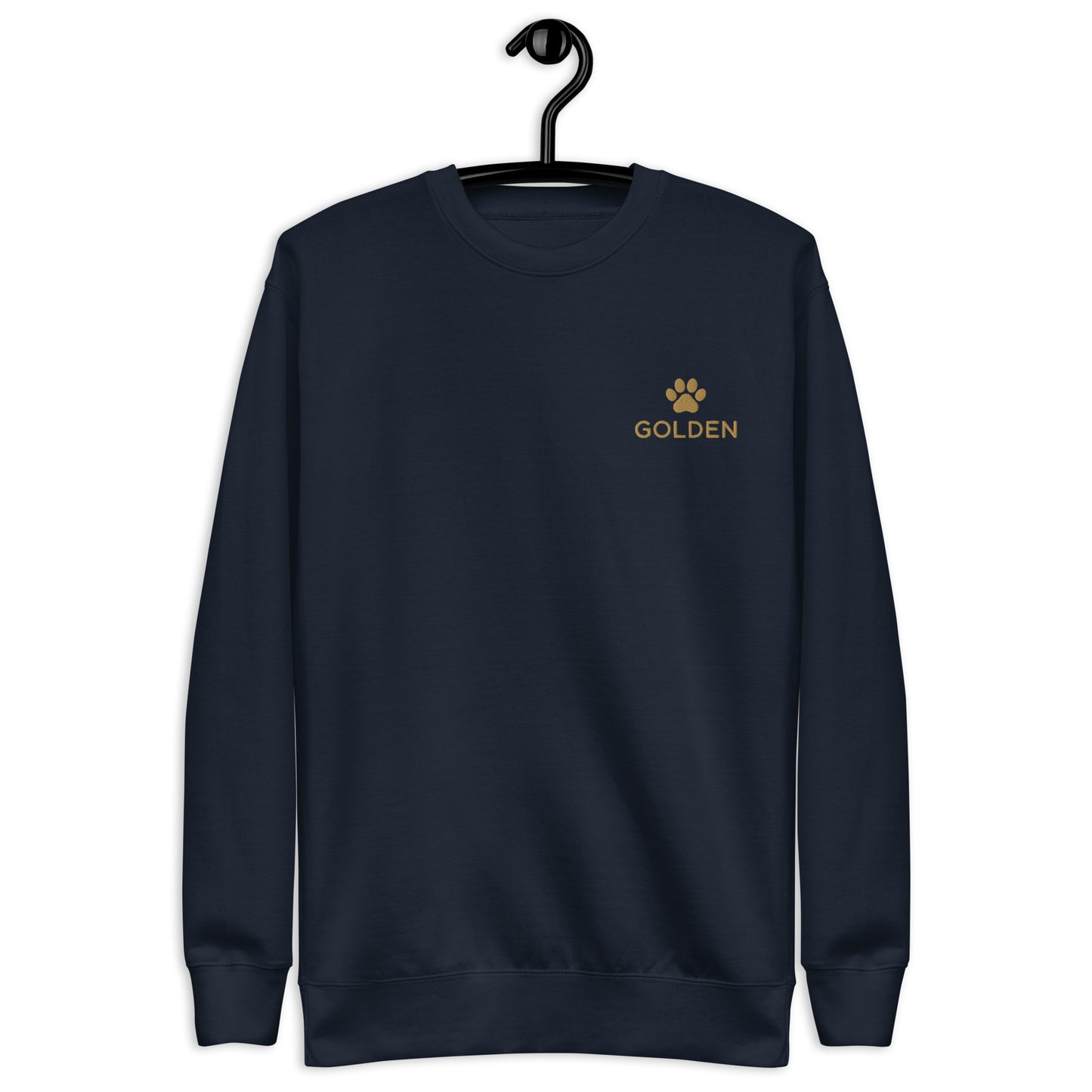 Lifestyle shot of the embroidered Golden Retriever crewneck, The Loyal Mark