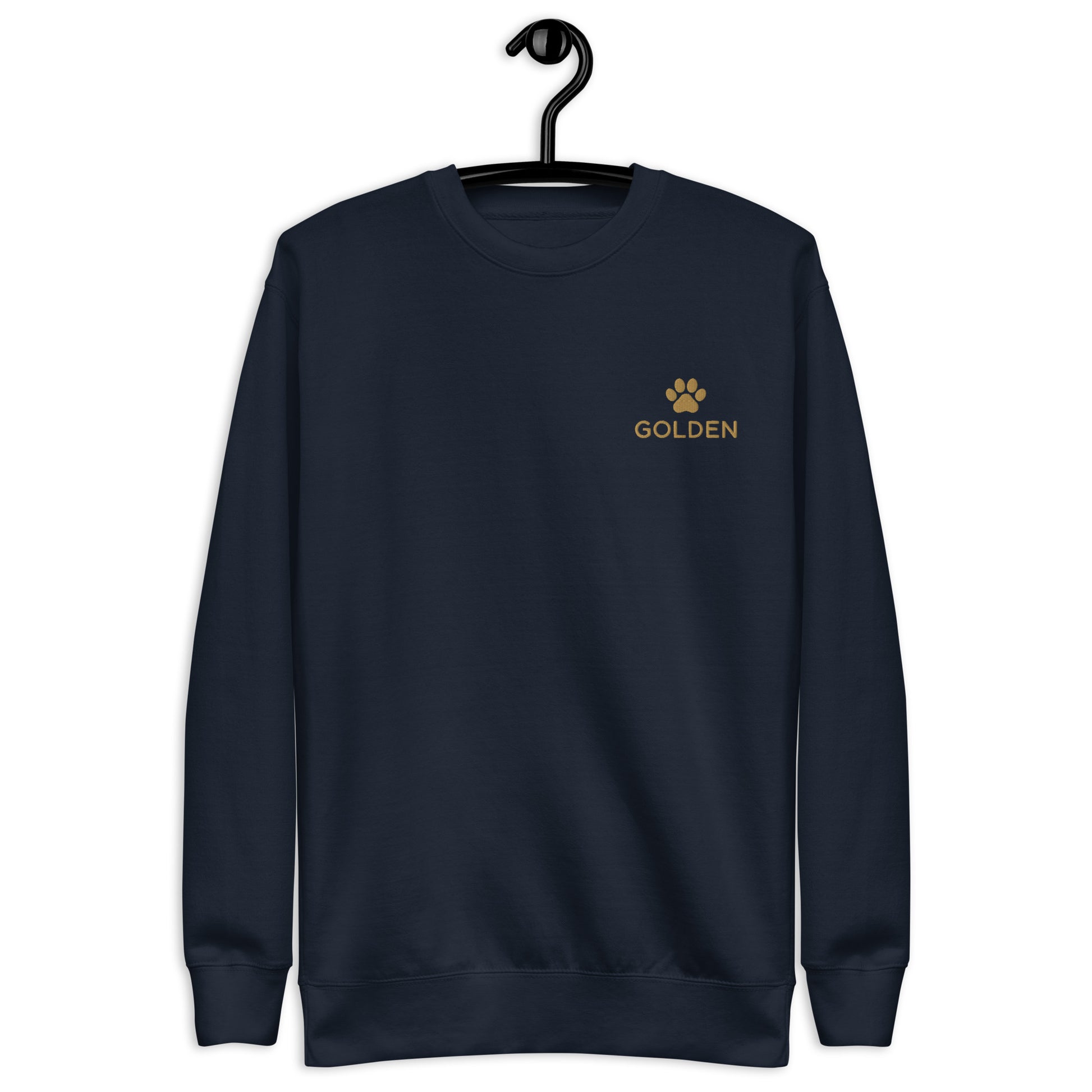 Lifestyle shot of the embroidered Golden Retriever crewneck, The Loyal Mark