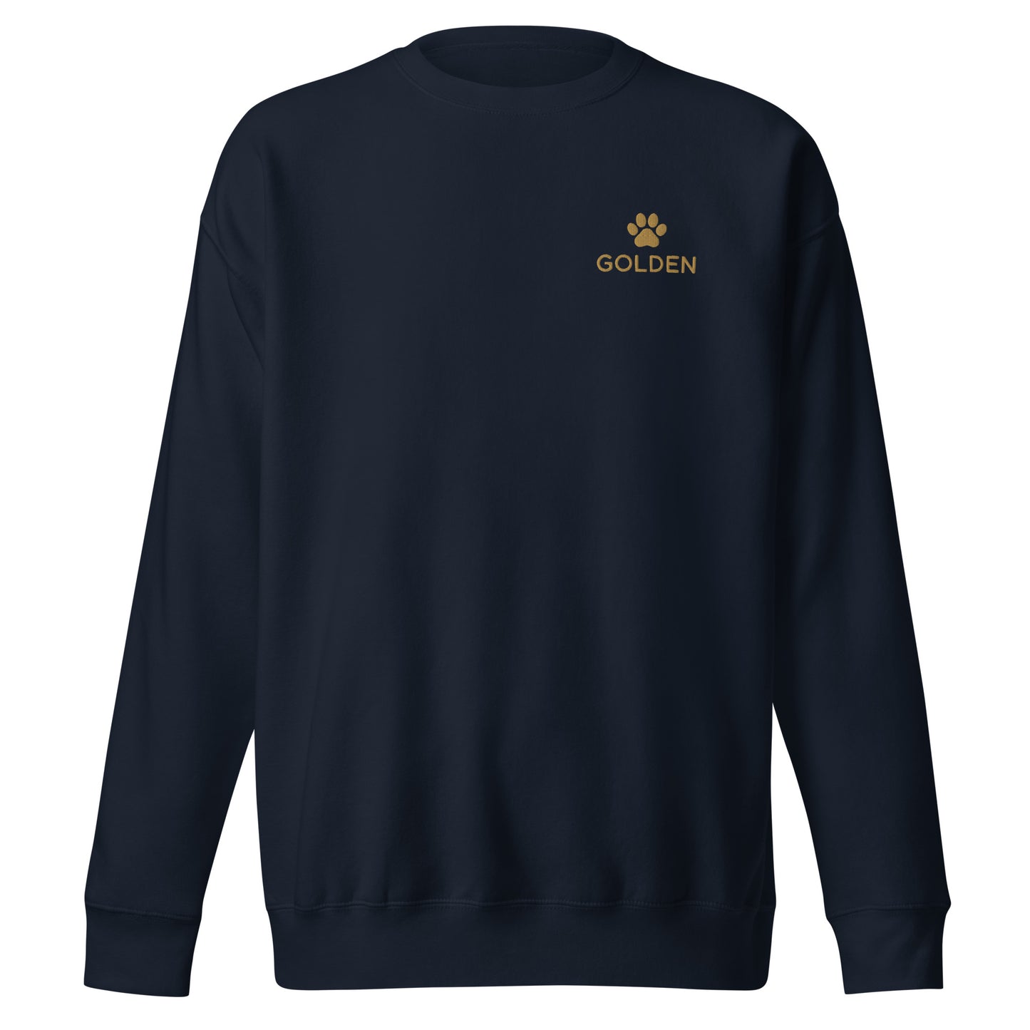 Embroidered Golden Retriever crewneck in premium fabric, personalized with dog's name, made in Canada by The Loyal Mark