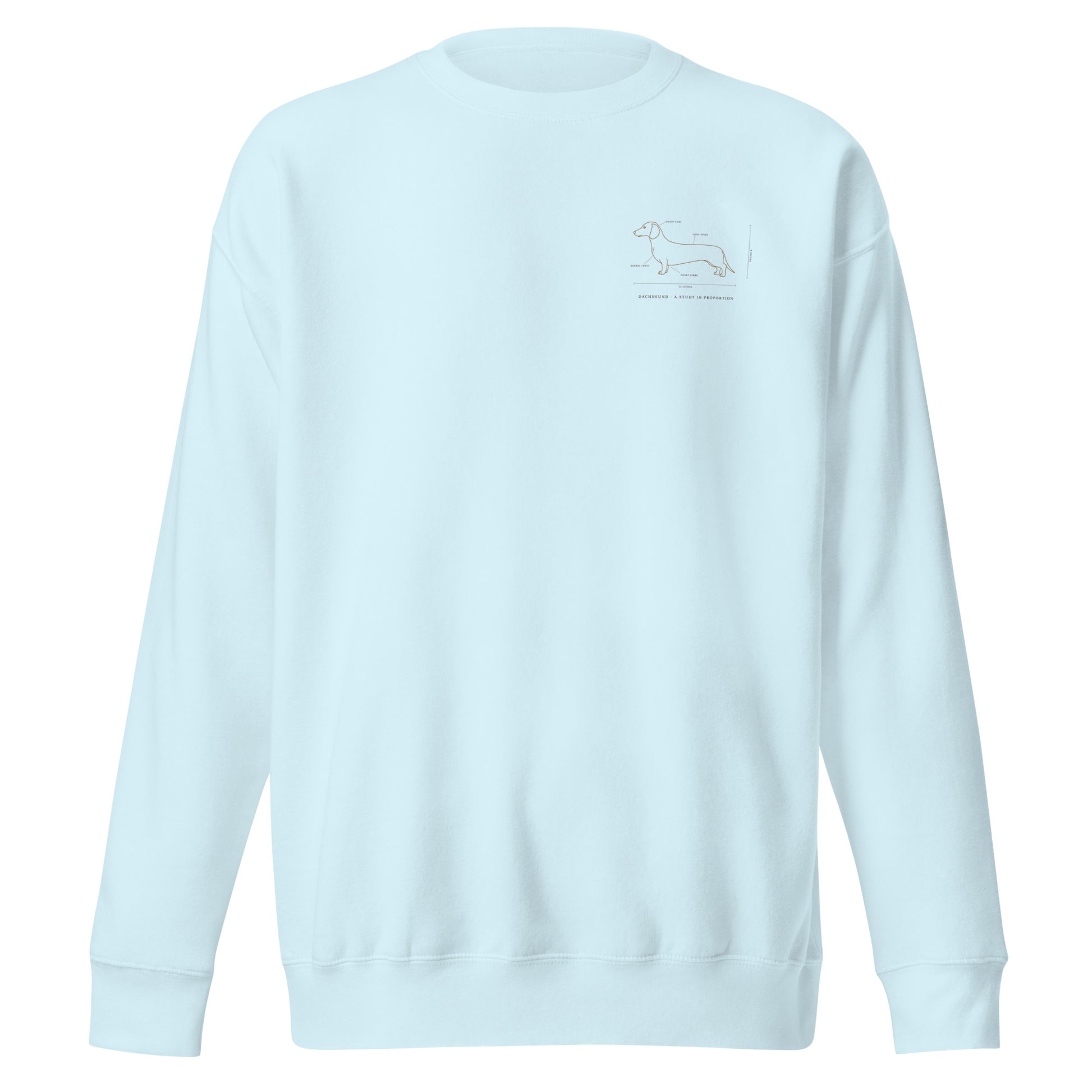 Detail shot of custom embroidered dog name on the crewneck sleeve, The Loyal Mark