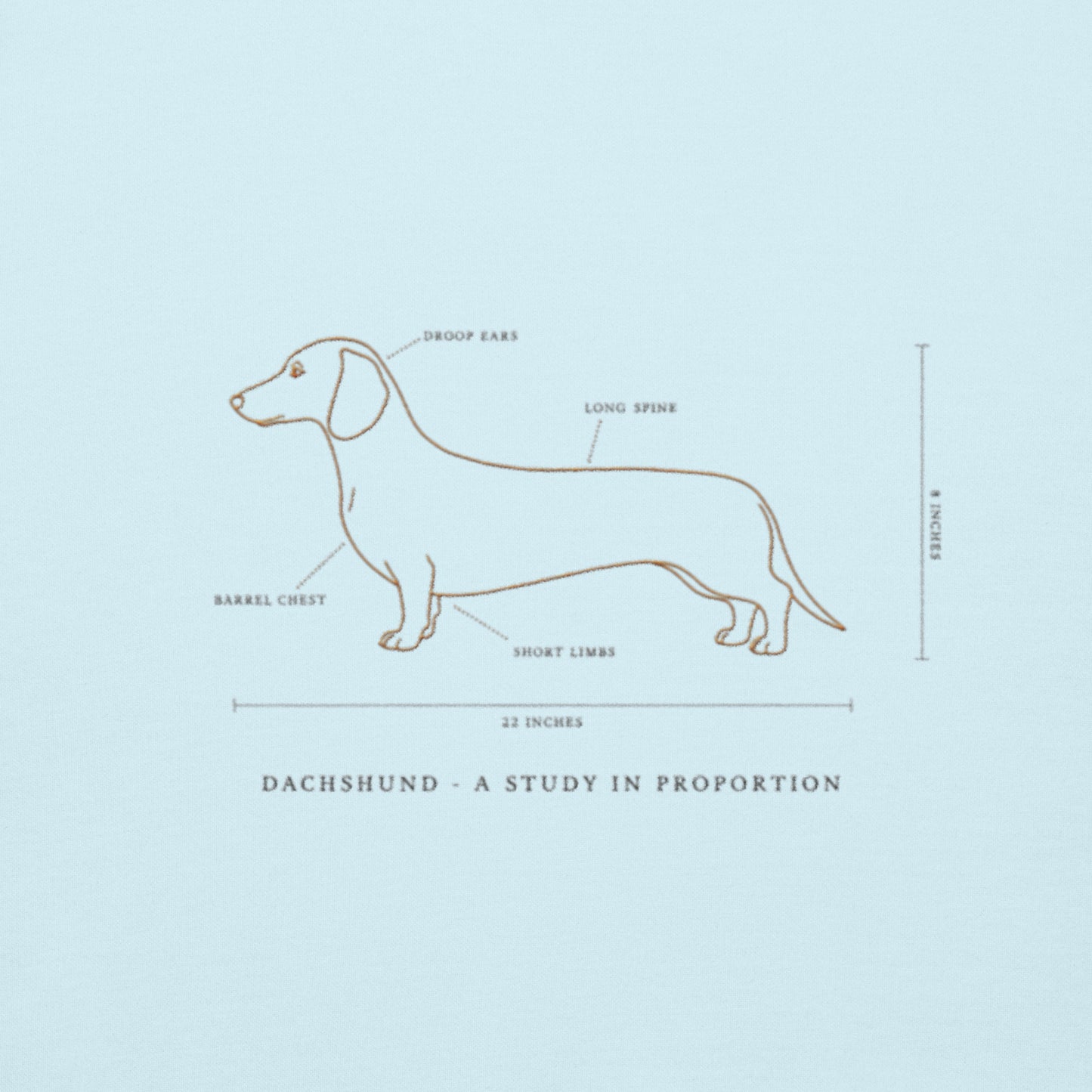Lifestyle shot of the embroidered Dachshund crewneck, The Loyal Mark