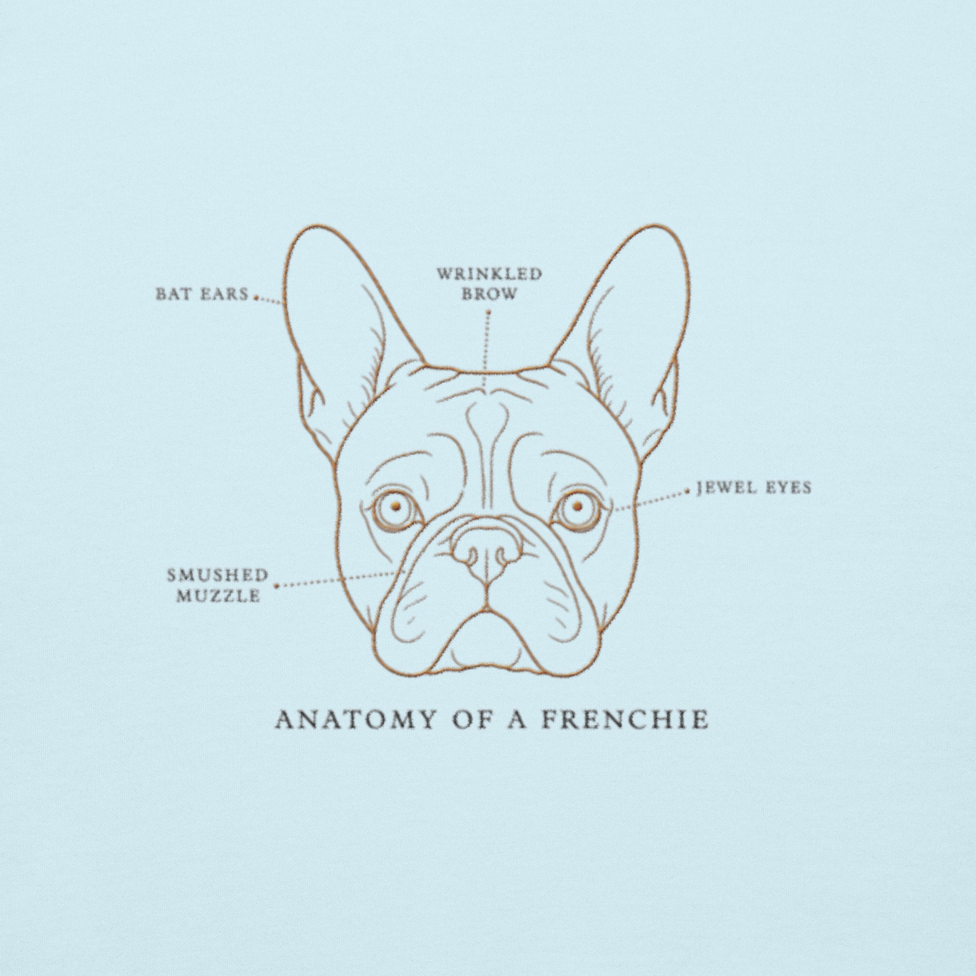 Lifestyle shot of the embroidered French Bulldog crewneck, The Loyal Mark
