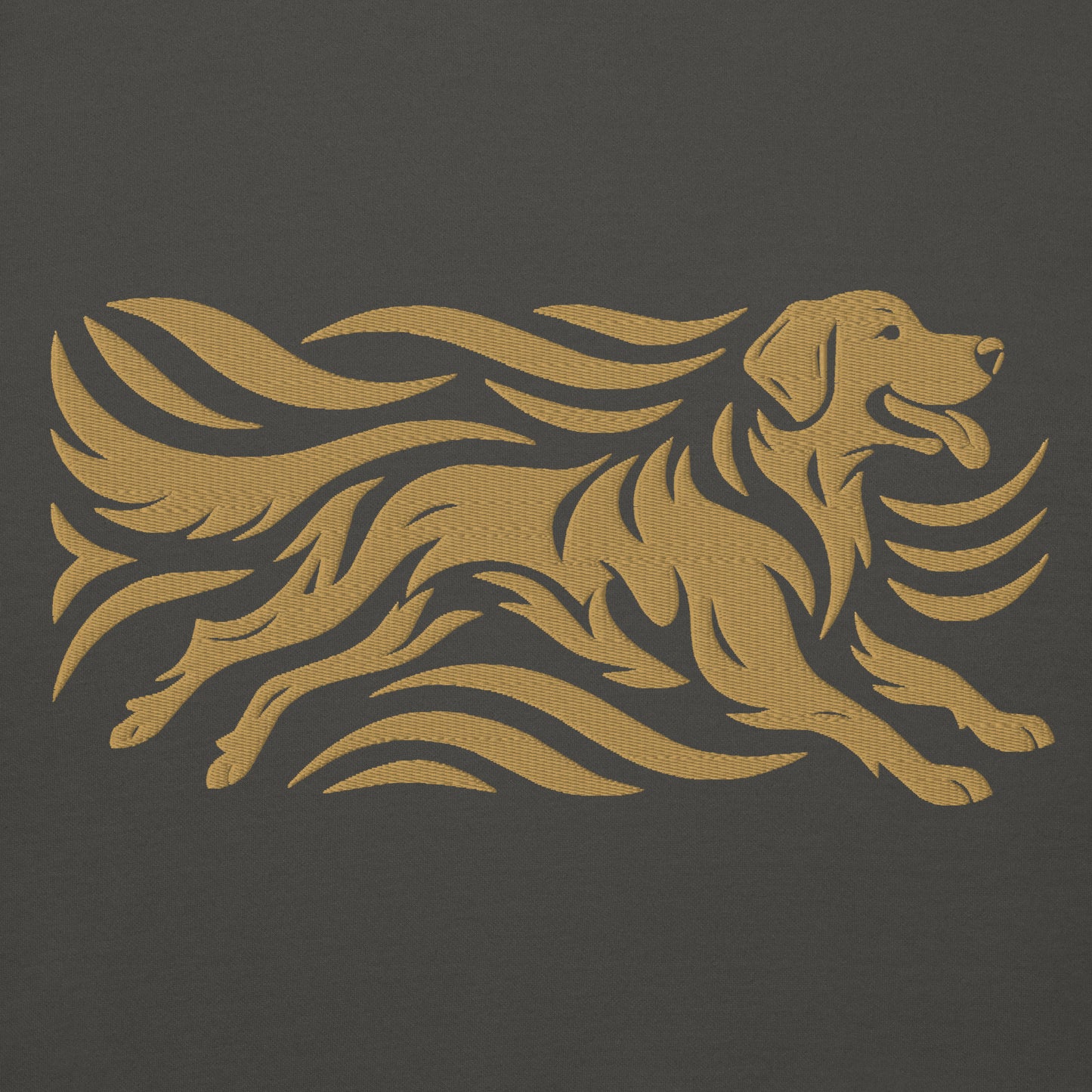 Back view of the embroidered Golden Retriever crewneck showing fit, The Loyal Mark